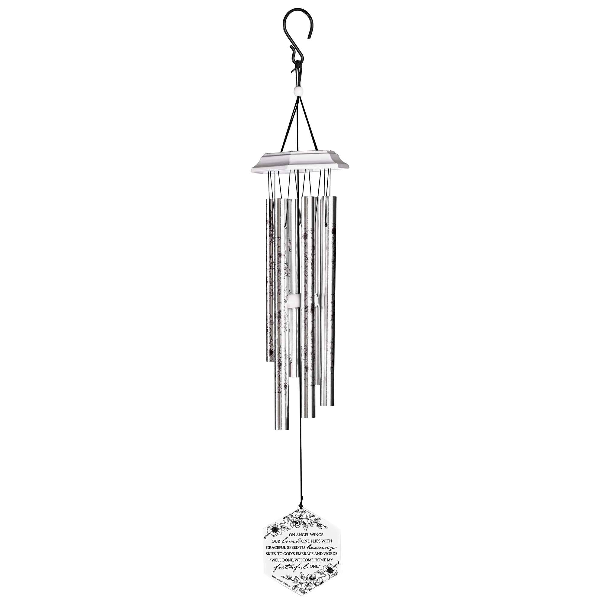 Windchime Iron Sail Angels Wings White