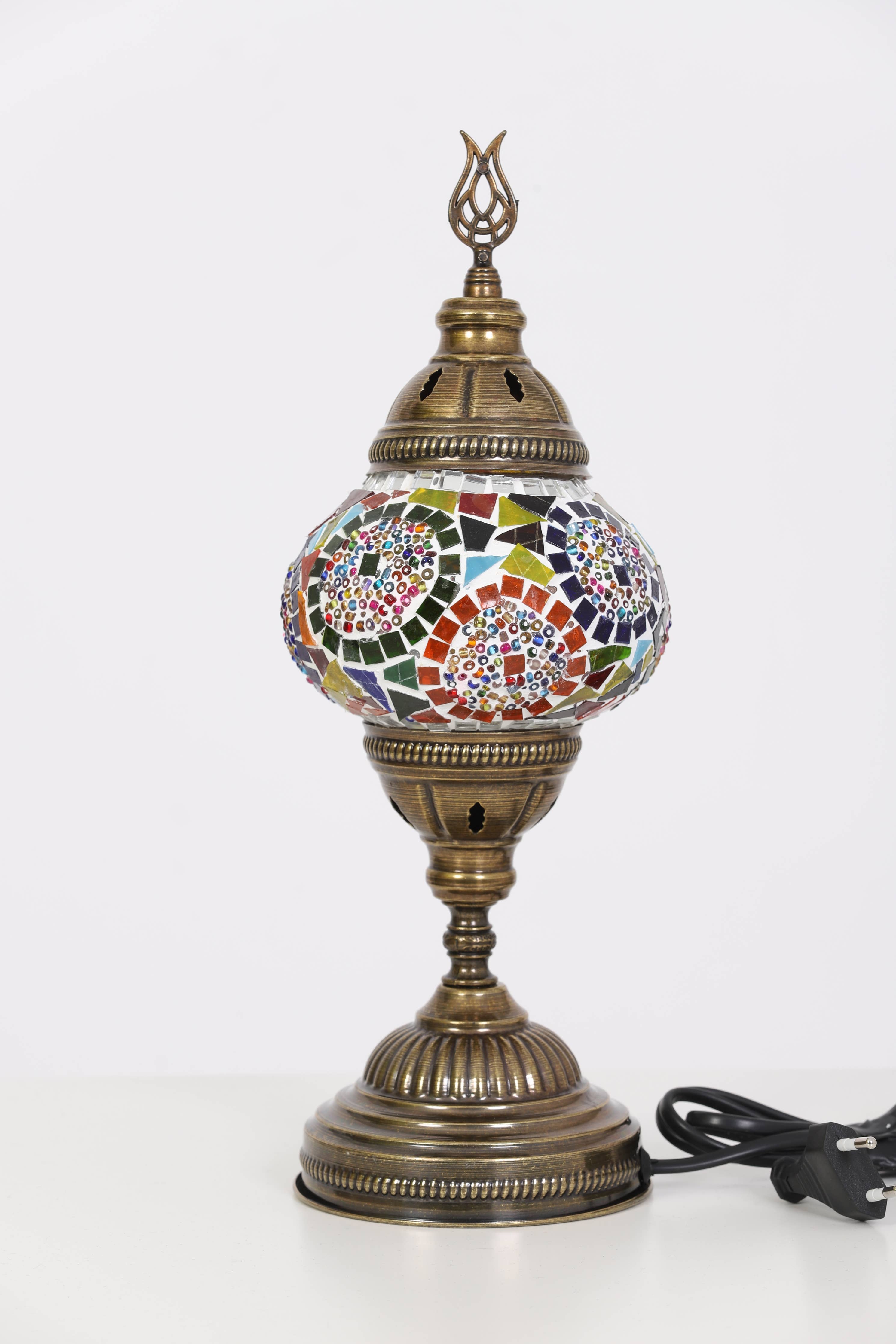 🌿 Handmade Turkish Mosaic Lamps | Spring–Summer Bestseller: Multicolor w/Red Waves