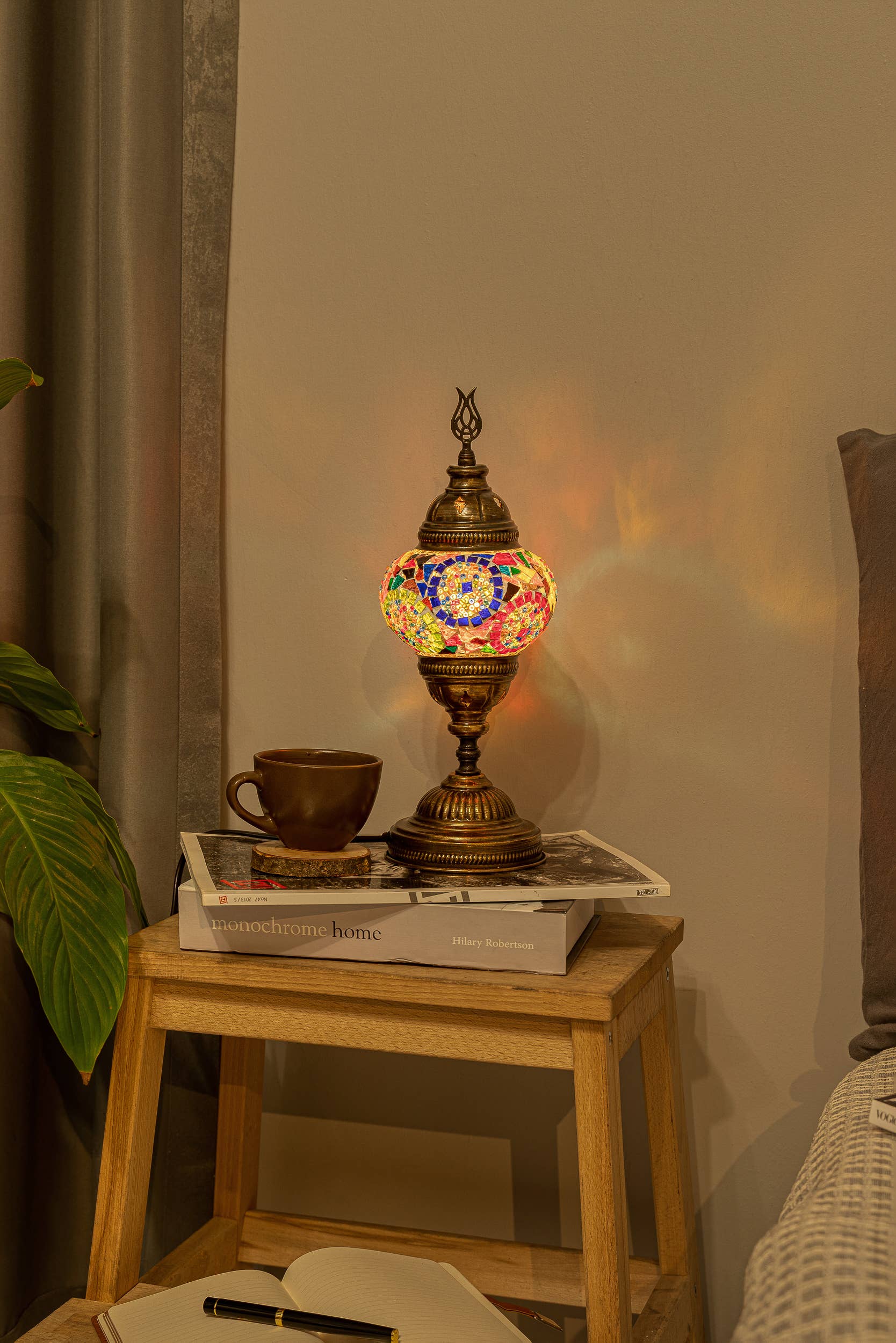 🌿 Handmade Turkish Mosaic Lamps | Spring–Summer Bestseller: Multicolor w/Red Waves