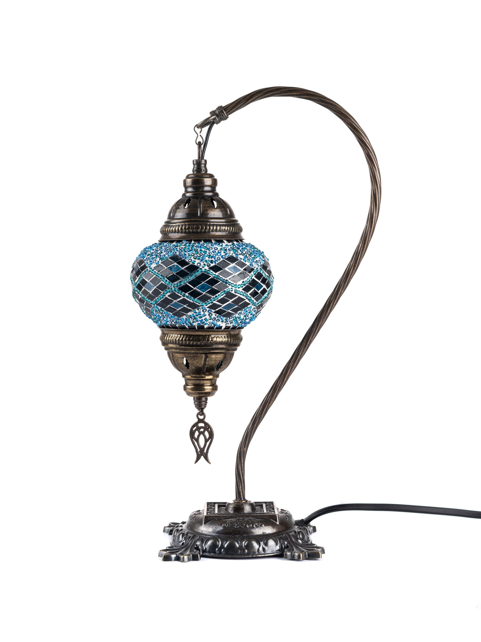 🌿 Handmade Swan Neck Mosaic Lamps Spring–Summer Bestseller: Ecru Snow Flakes