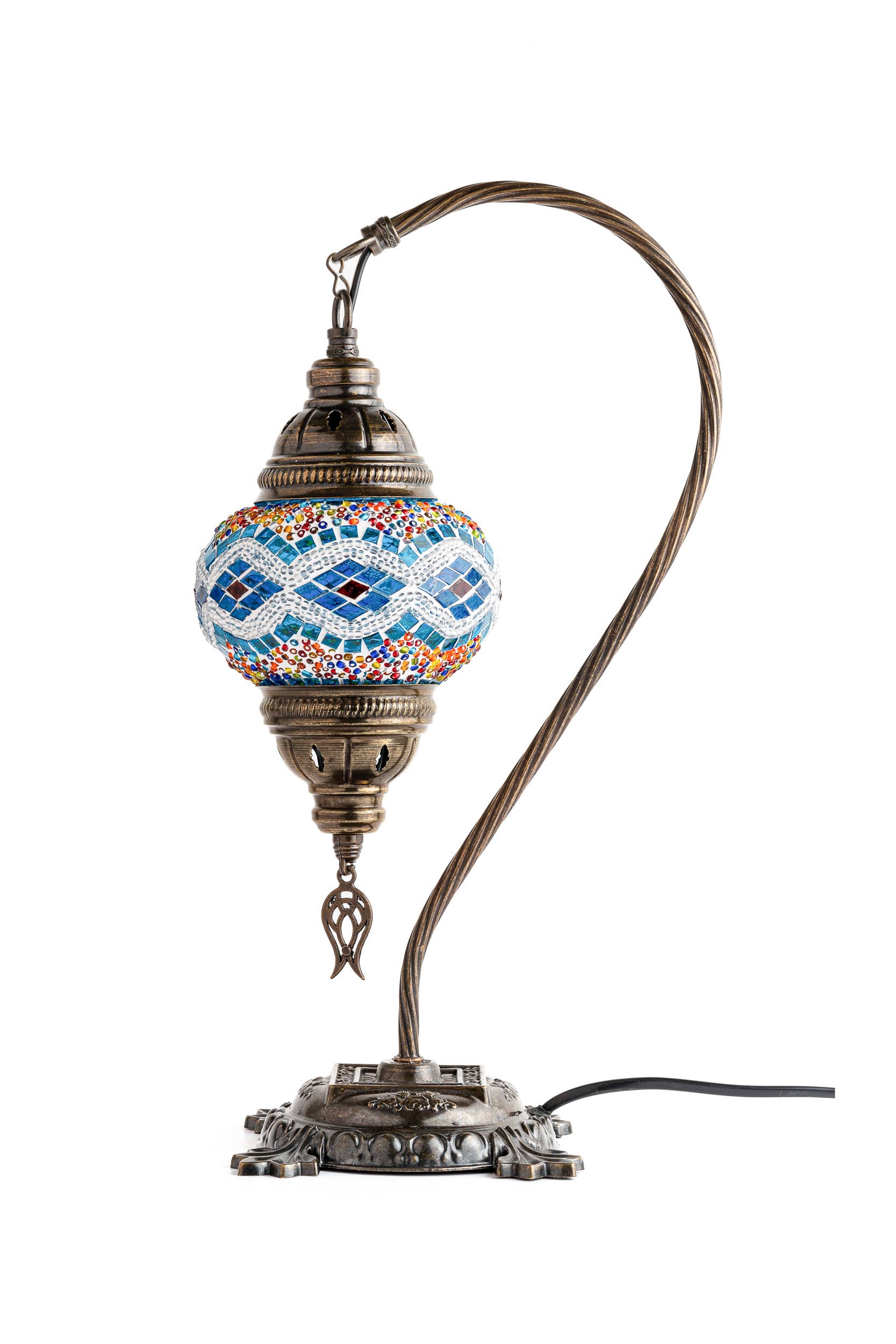 🌿 Handmade Swan Neck Mosaic Lamps Spring–Summer Bestseller: Ecru Snow Flakes
