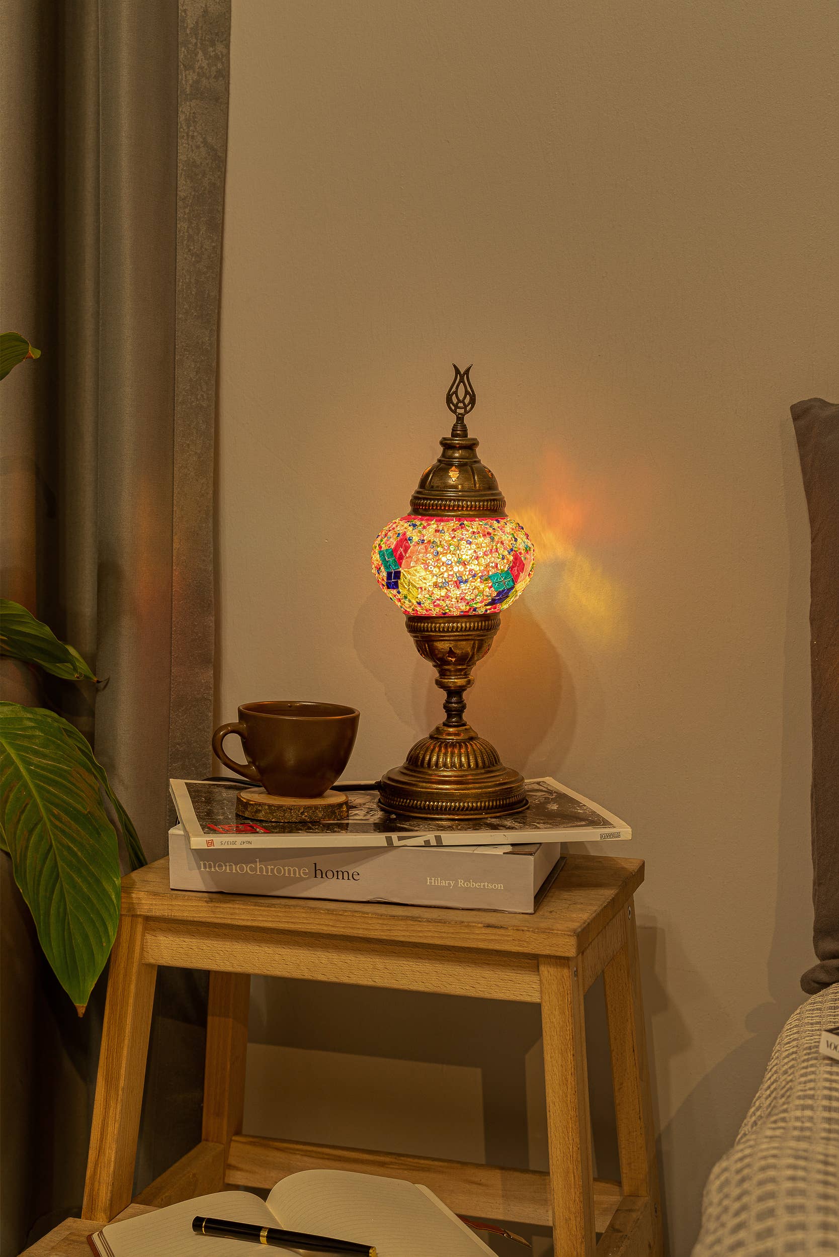 🌿 Handmade Turkish Mosaic Lamps | Spring–Summer Bestseller: Multicolor w/Red Waves