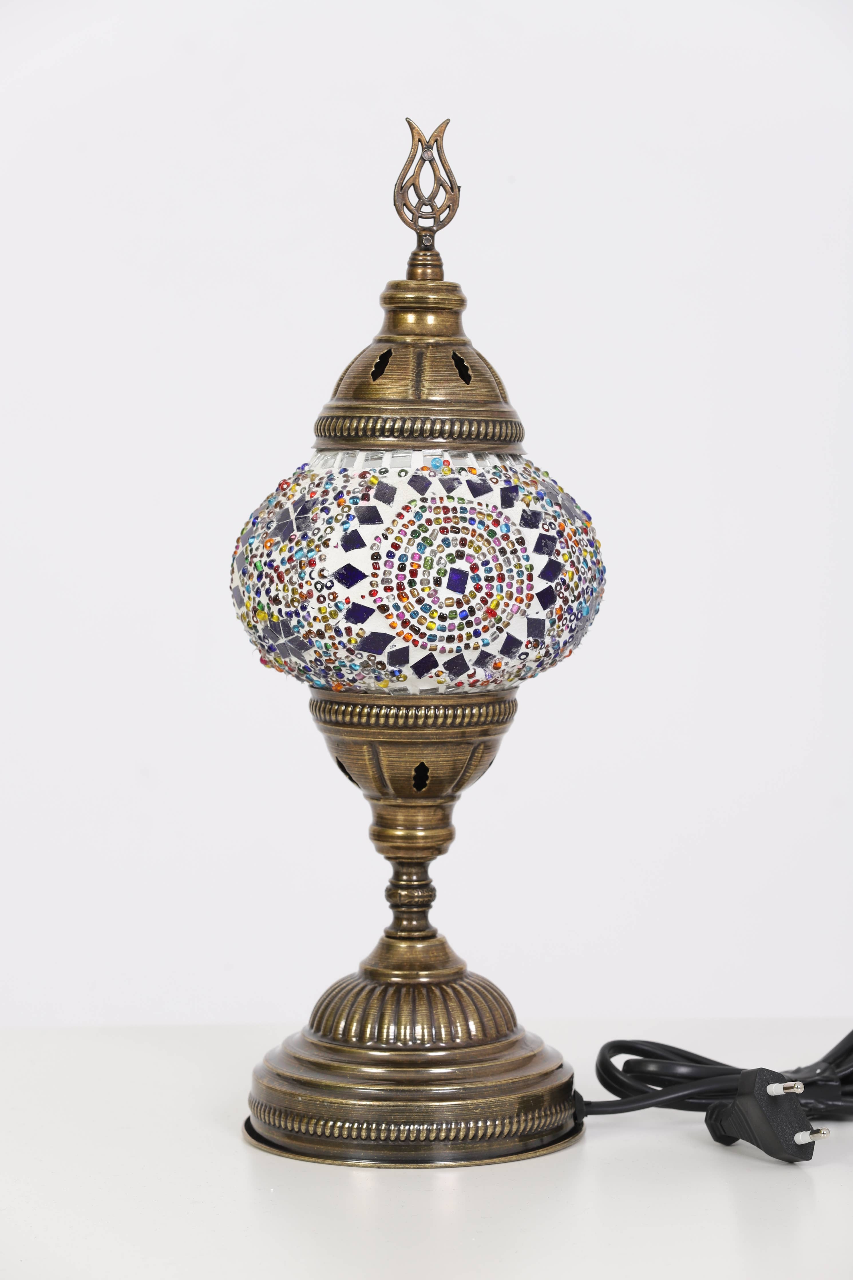 🌿 Handmade Turkish Mosaic Lamps | Spring–Summer Bestseller: Multicolor w/Red Waves