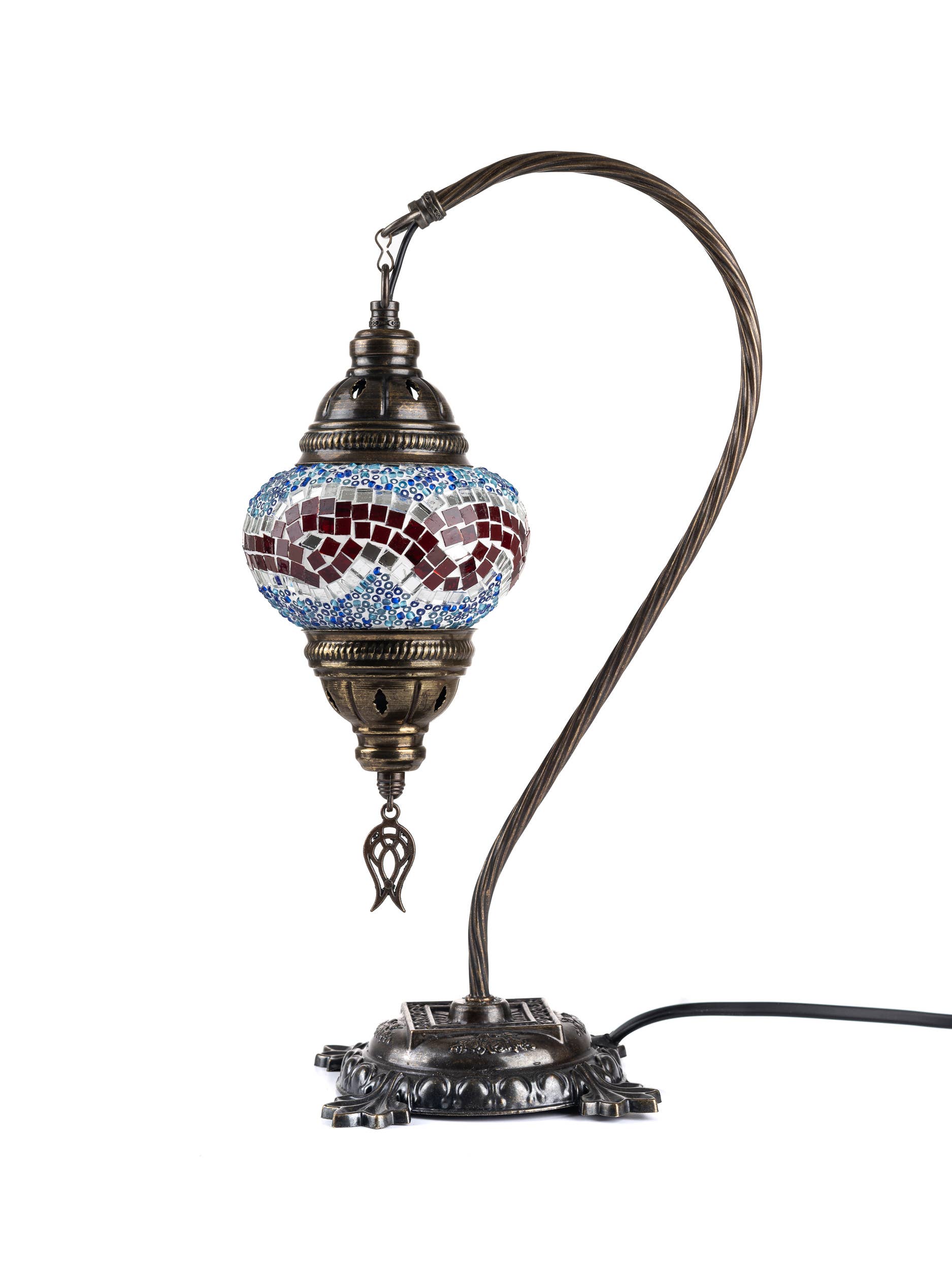 🌿 Handmade Swan Neck Mosaic Lamps Spring–Summer Bestseller: Ecru Snow Flakes