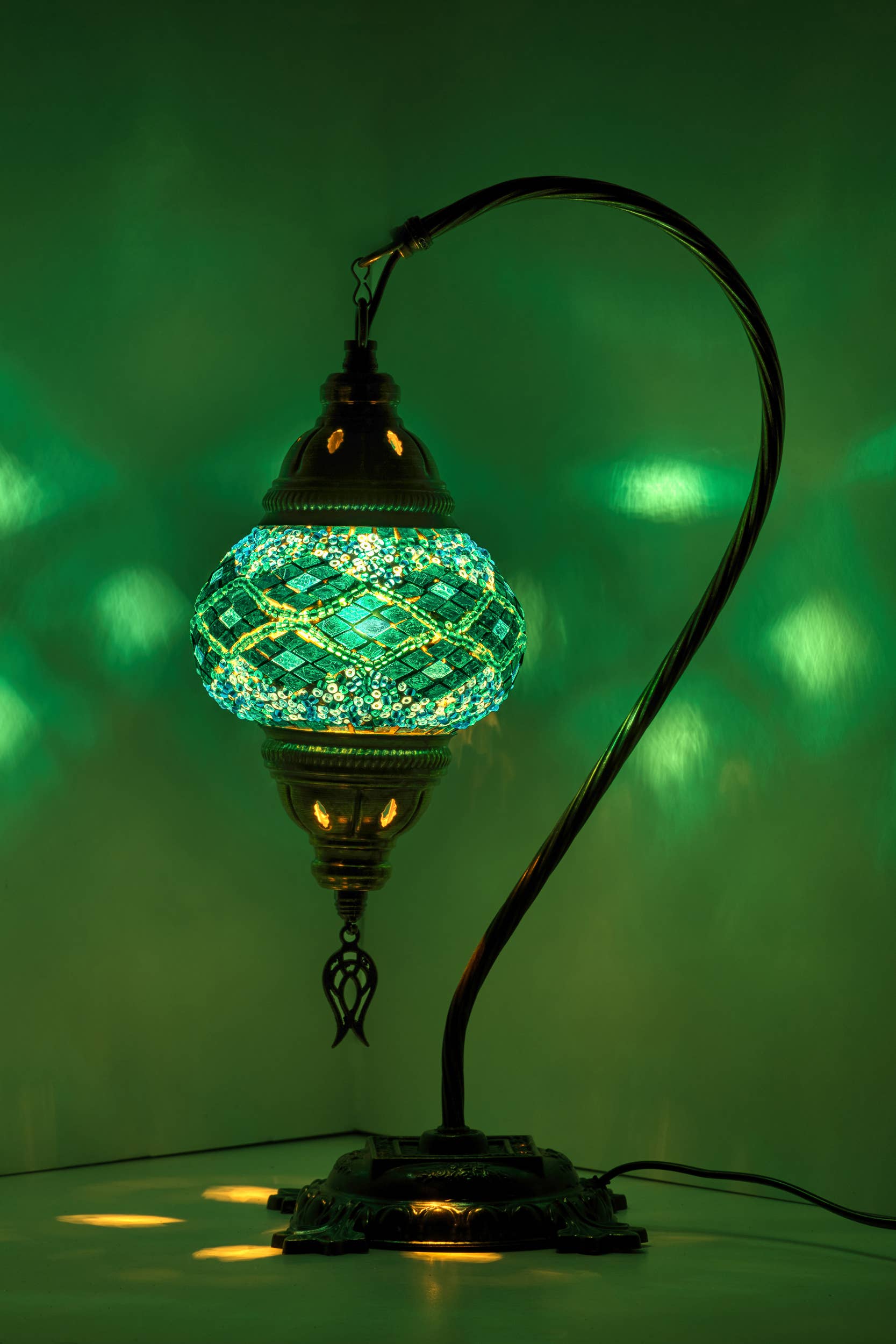 🌿 Handmade Swan Neck Mosaic Lamps Spring–Summer Bestseller: Ecru Snow Flakes