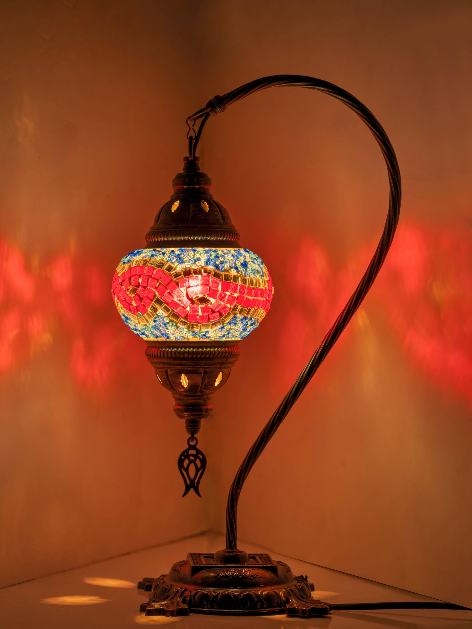 🌿 Handmade Swan Neck Mosaic Lamps Spring–Summer Bestseller: Ecru Snow Flakes