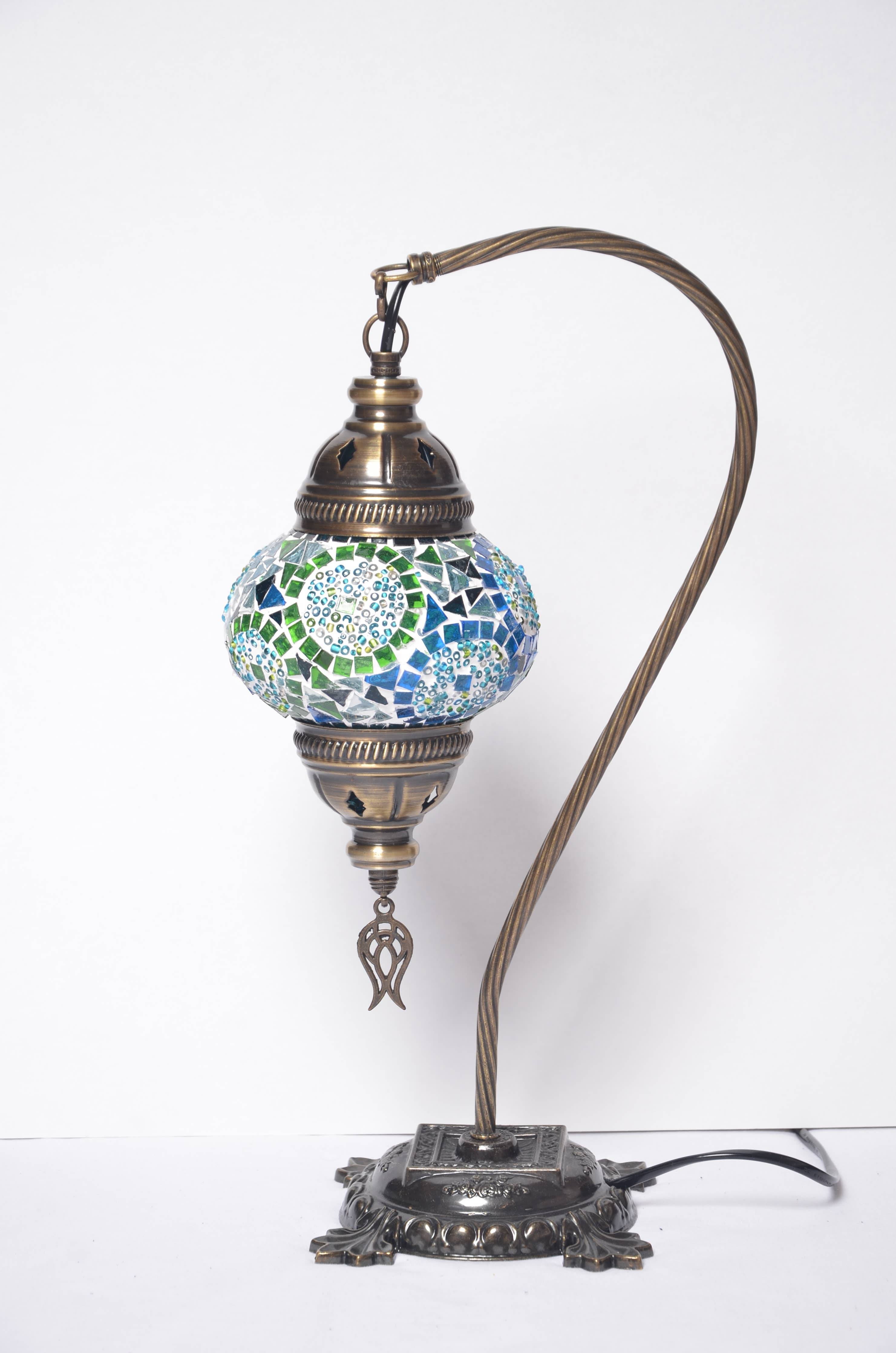 🌿 Handmade Swan Neck Mosaic Lamps Spring–Summer Bestseller: Ecru Snow Flakes
