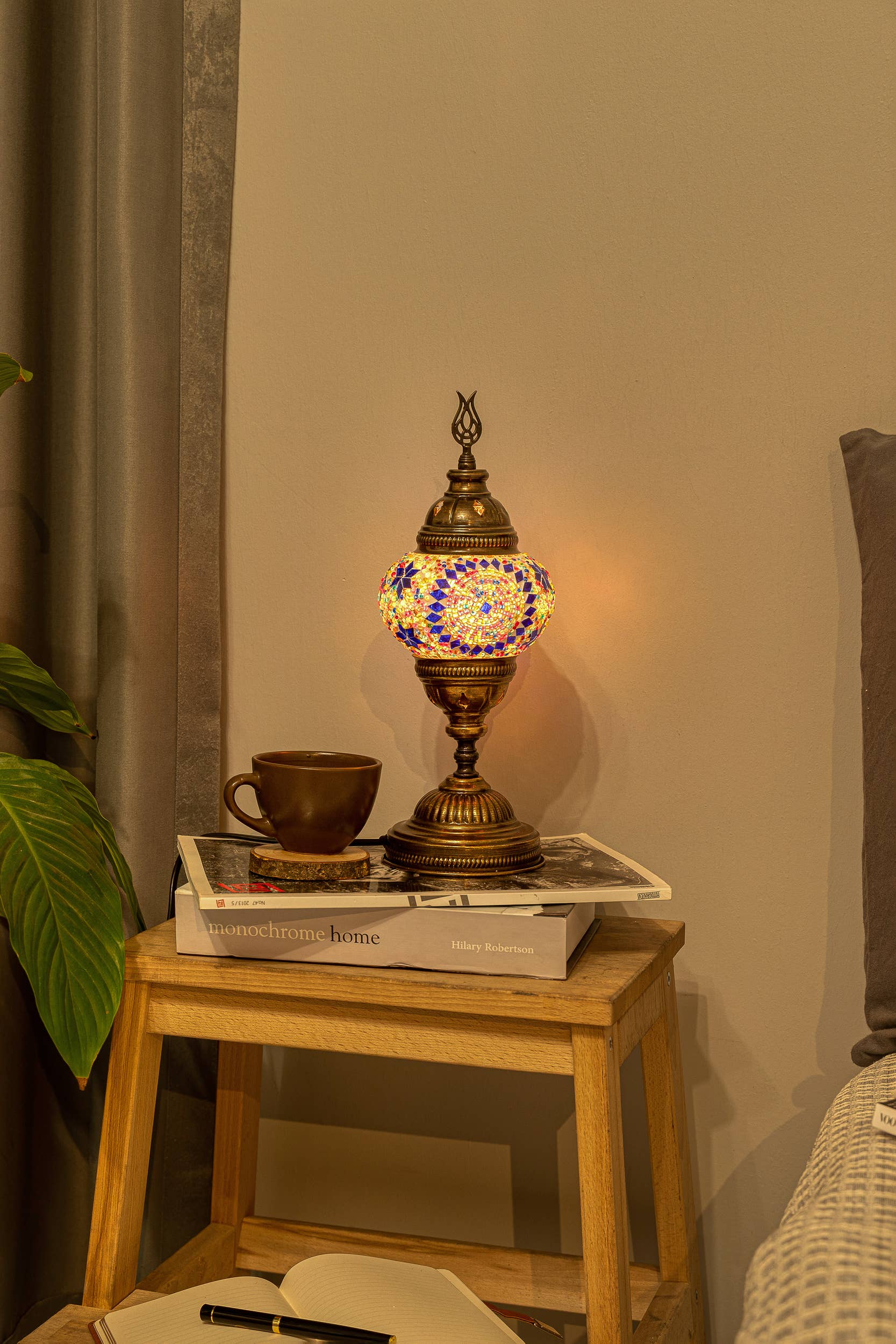 🌿 Handmade Turkish Mosaic Lamps | Spring–Summer Bestseller: Multicolor w/Red Waves