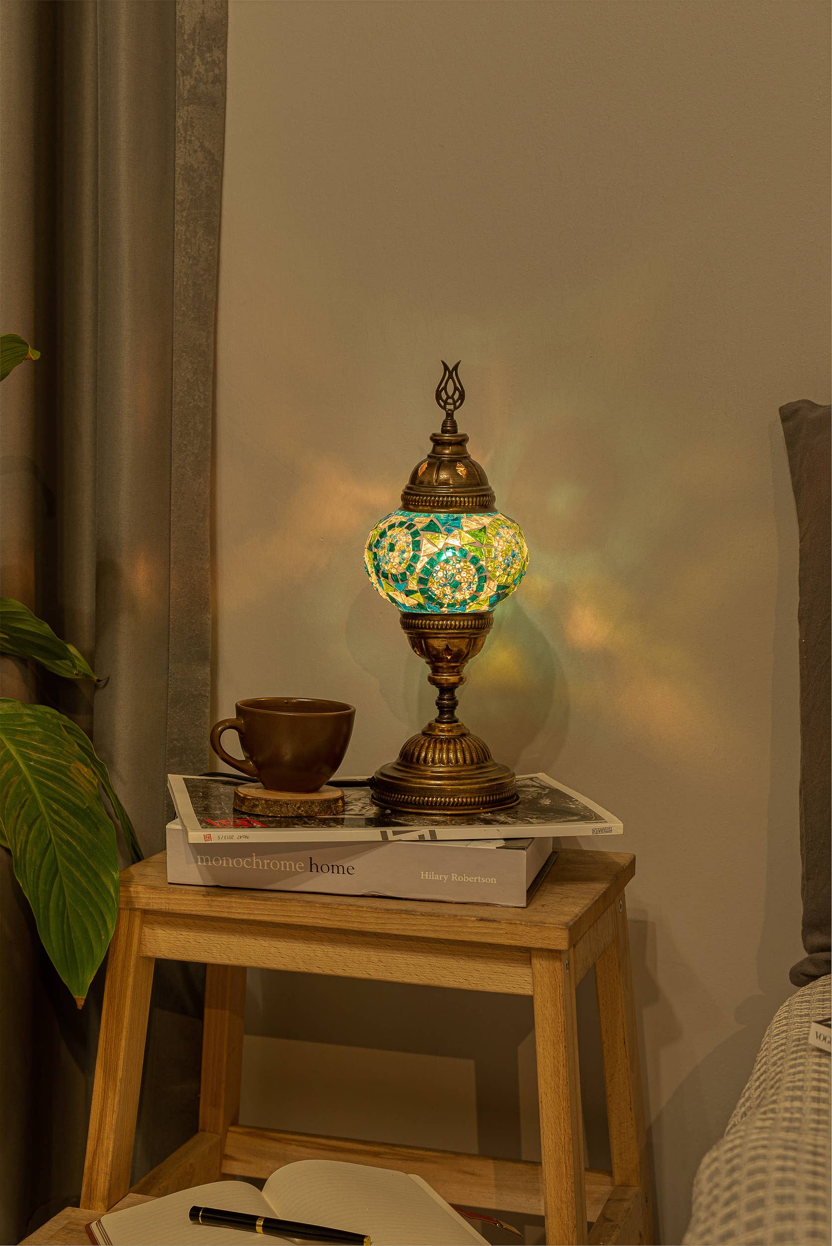 🌿 Handmade Turkish Mosaic Lamps | Spring–Summer Bestseller: Multicolor w/Red Waves