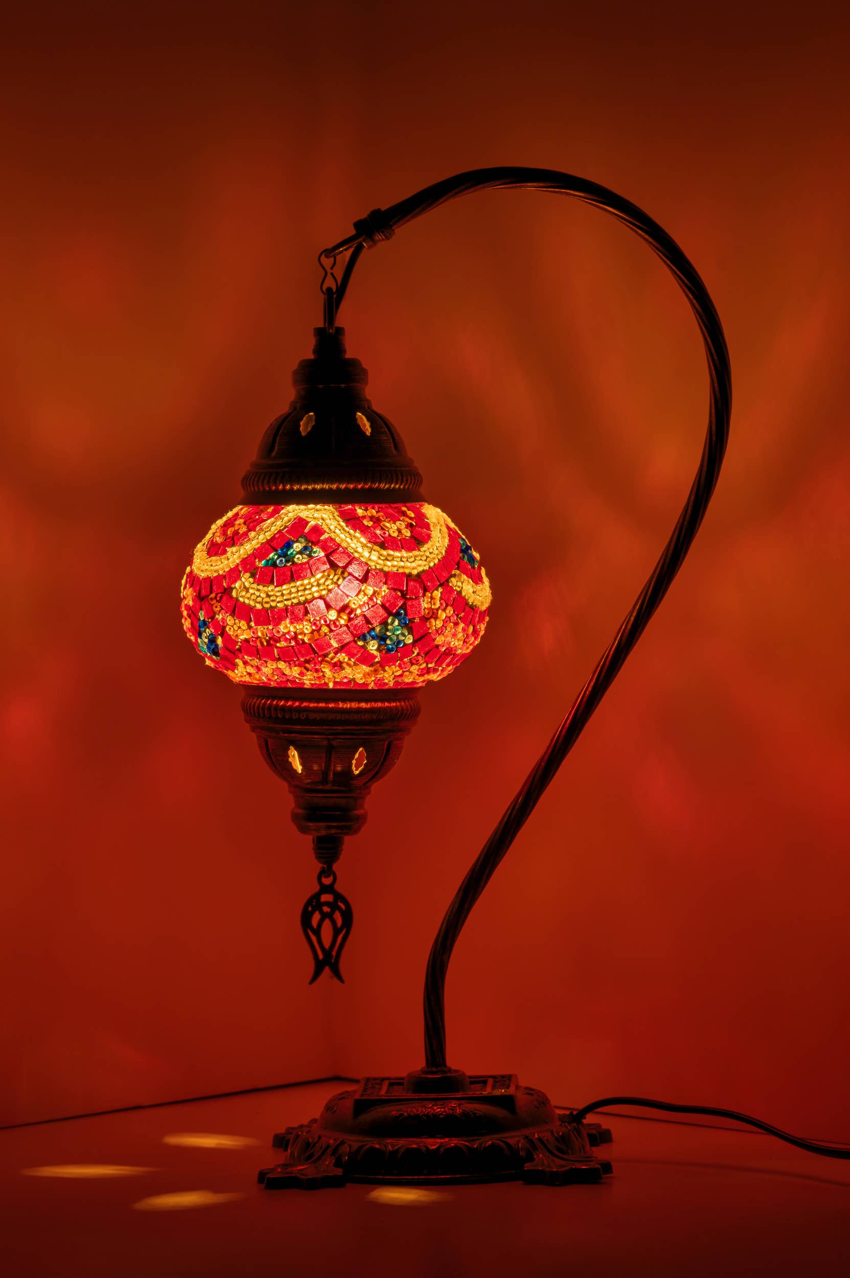 🌿 Handmade Swan Neck Mosaic Lamps Spring–Summer Bestseller: Ecru Snow Flakes