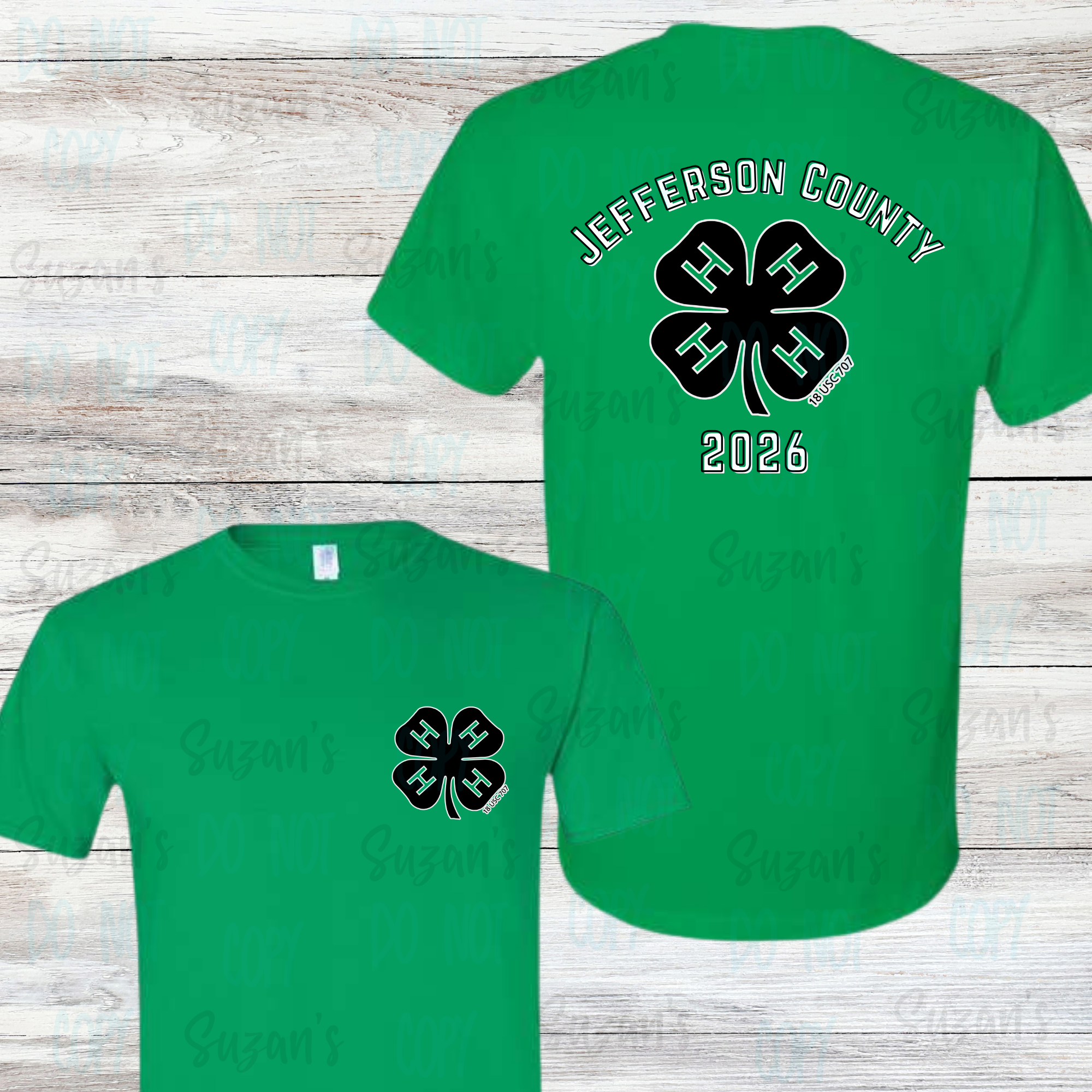 Jefferson County 4H Tee Heather Irish Green Adult