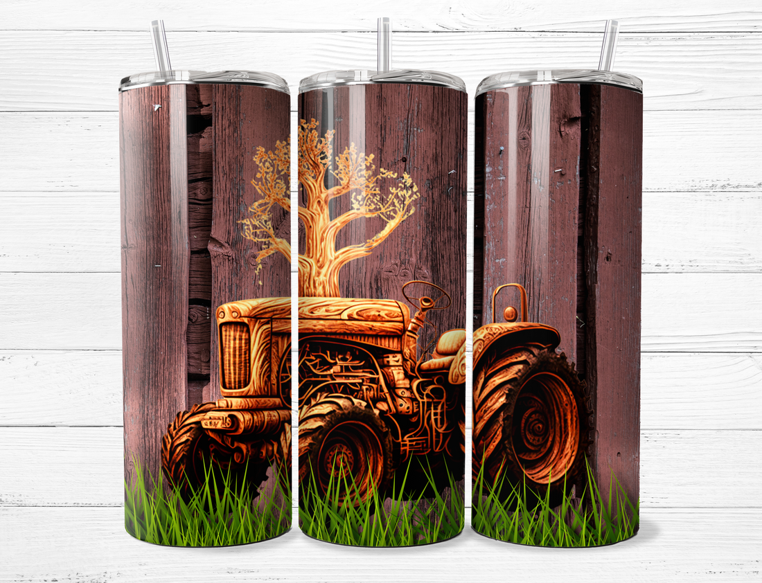 Wooden Tractor Tumbler