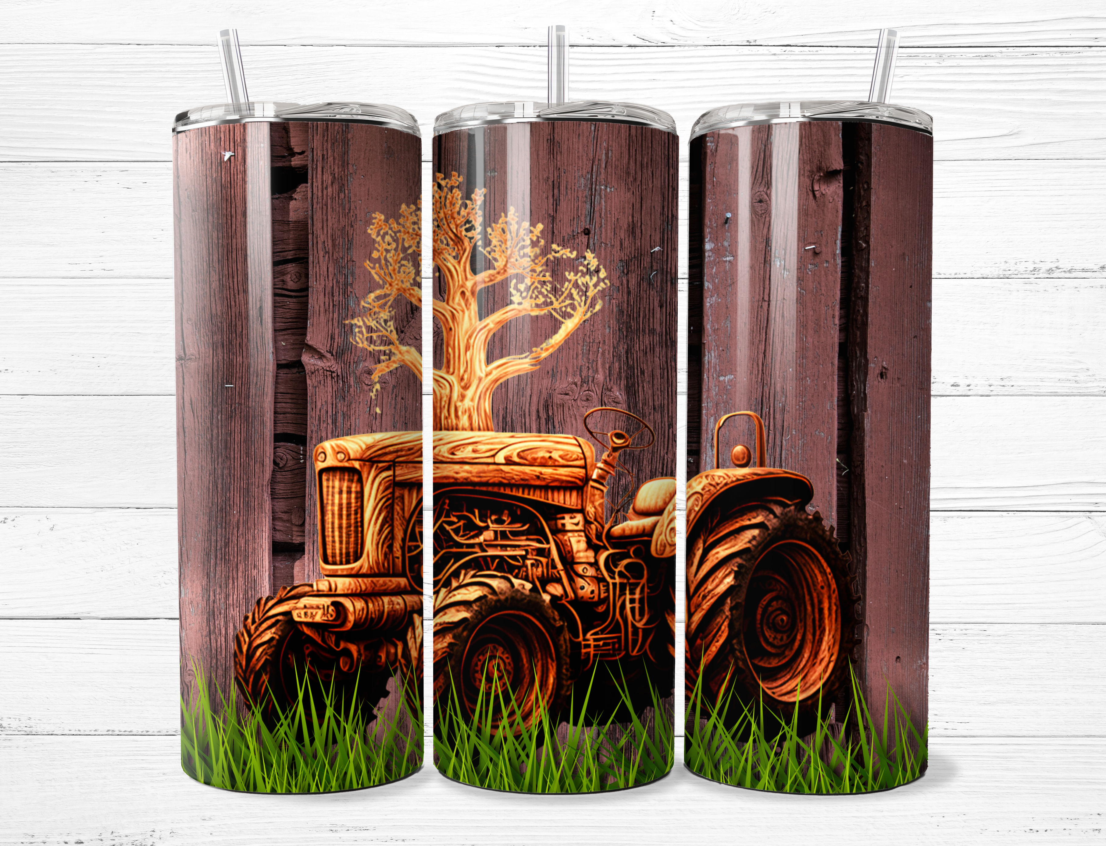 Wooden Tractor Tumbler