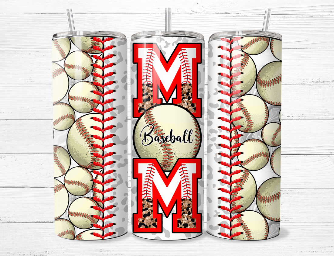 Baseball Mom White Cheetah Tumbler