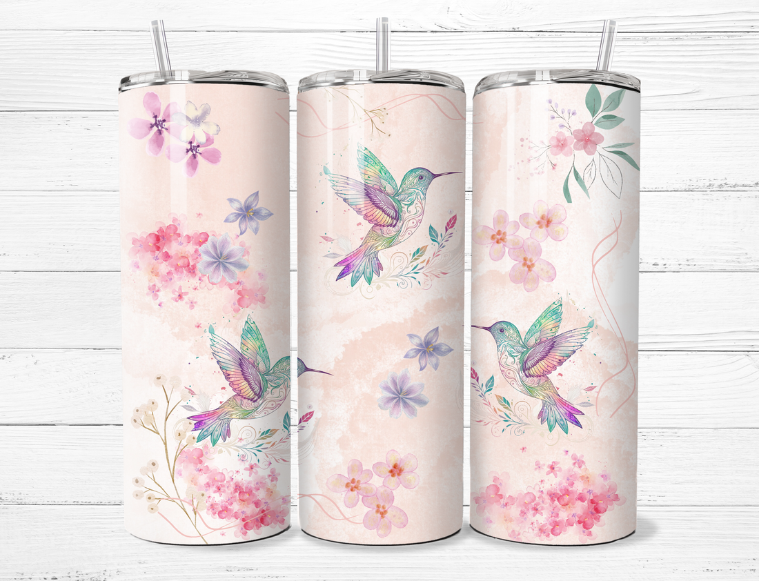 Hummingbird and Flowers Tumbler