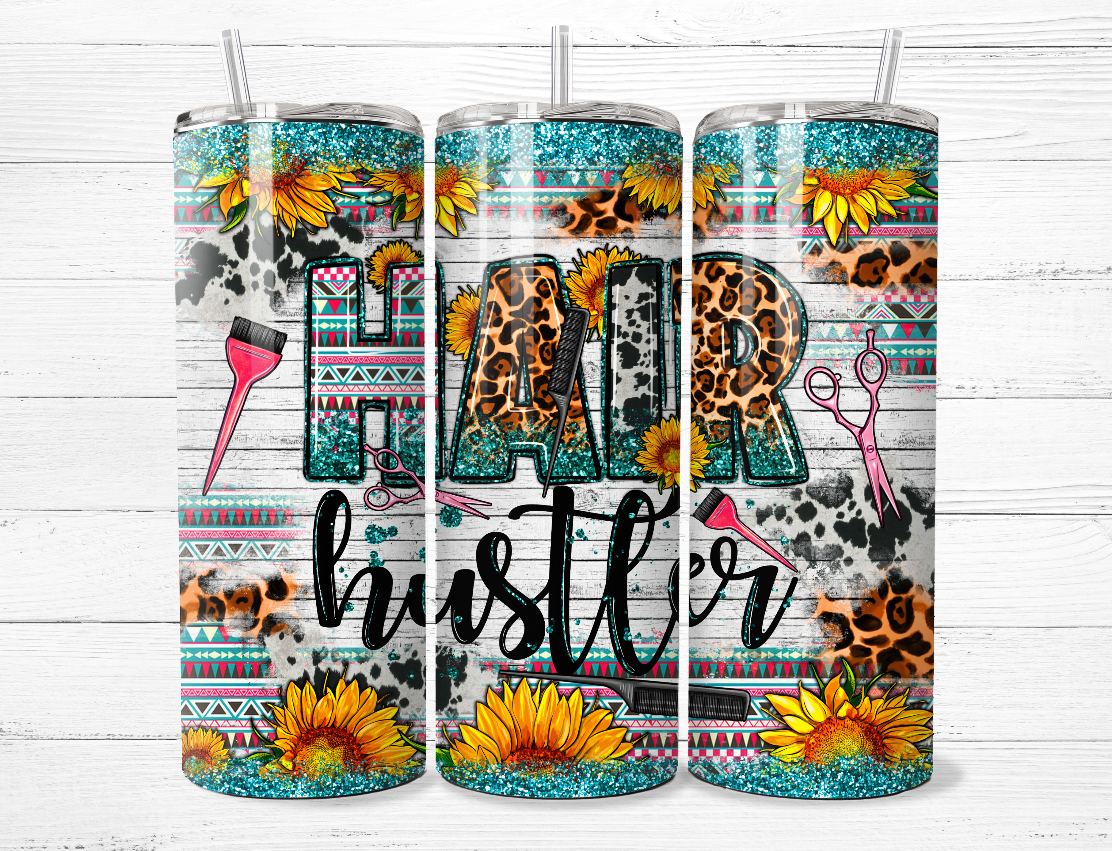 Hair Hustler & Sunflowers Tumbler
