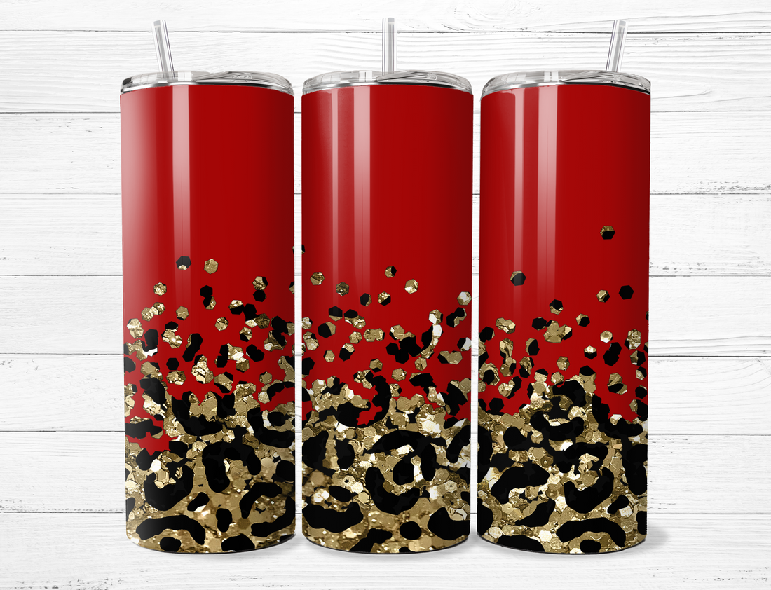 Red & Gold Cheetah Print Tumbler