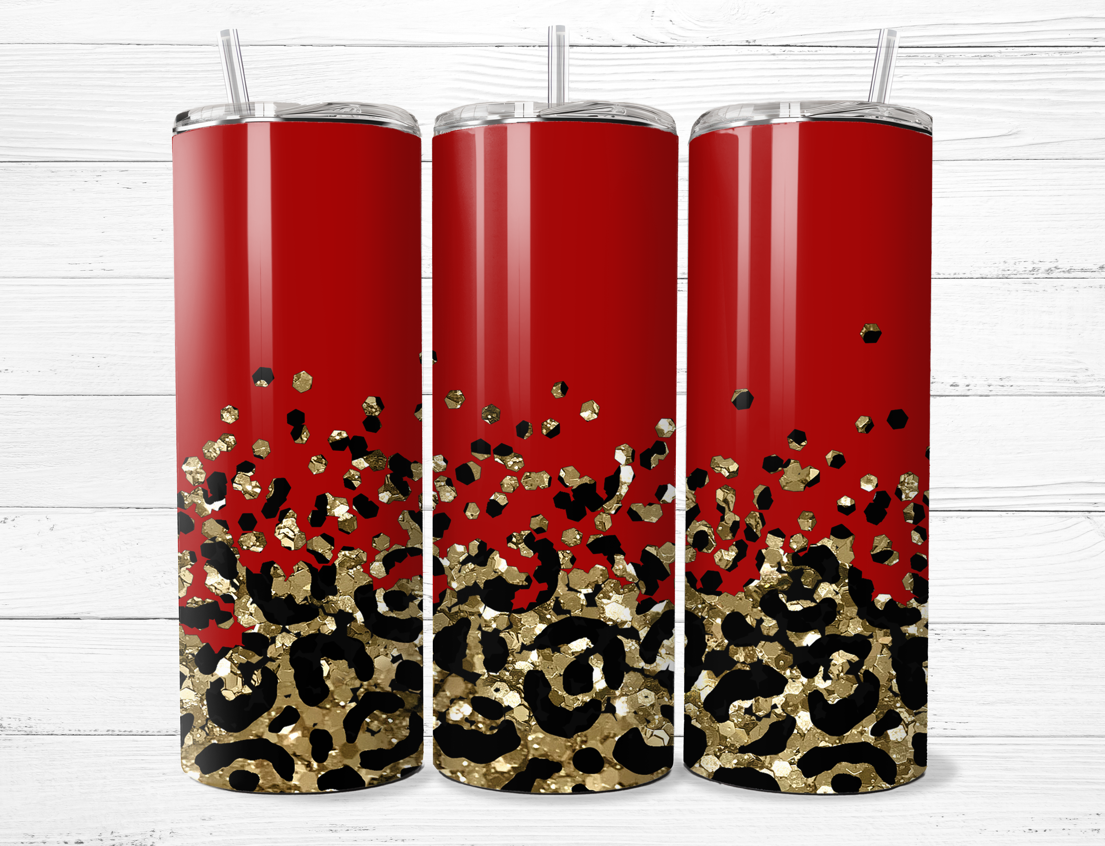 Red & Gold Cheetah Print Tumbler