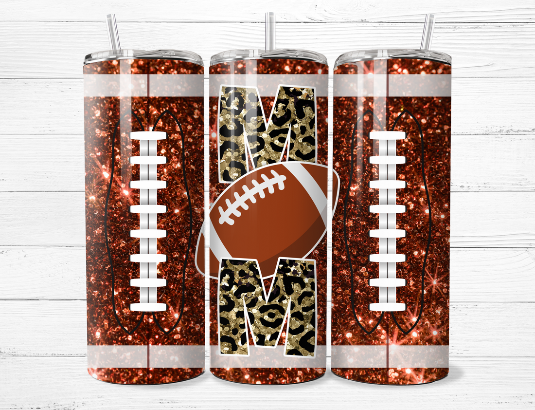 Glitter Football Mom Tumbler