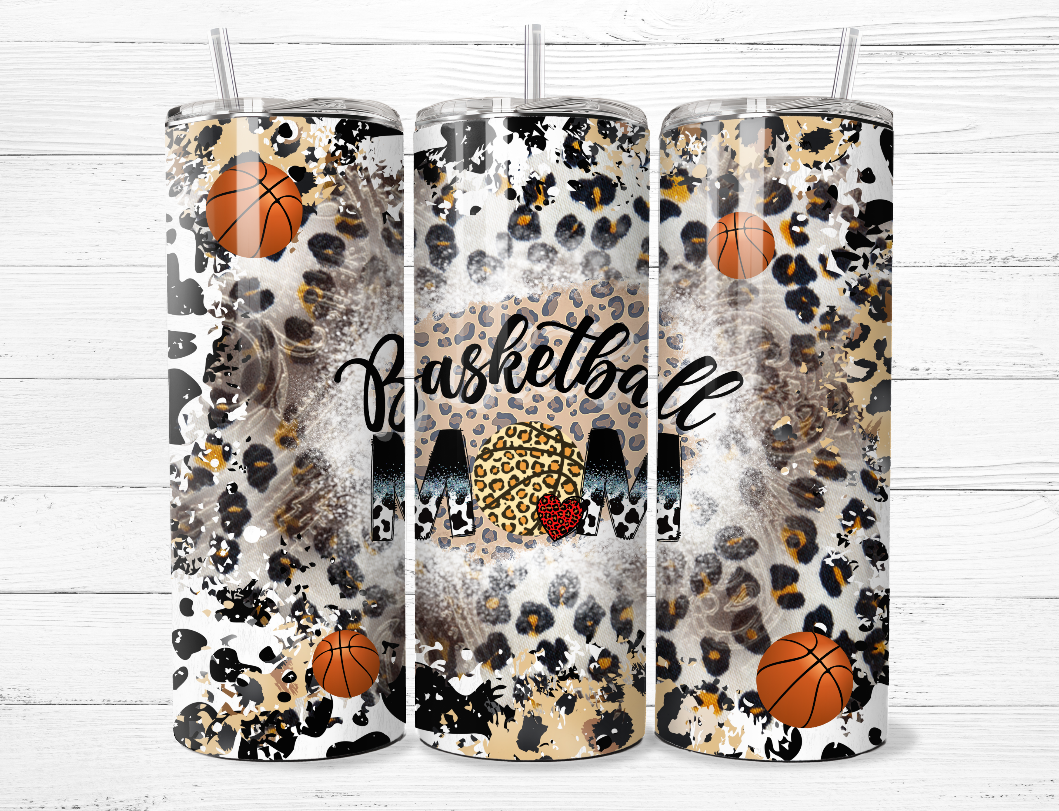 Leopard Basketball Mom Tumbler