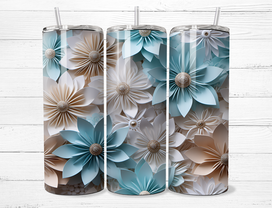 3D Paper Flowers Tumbler