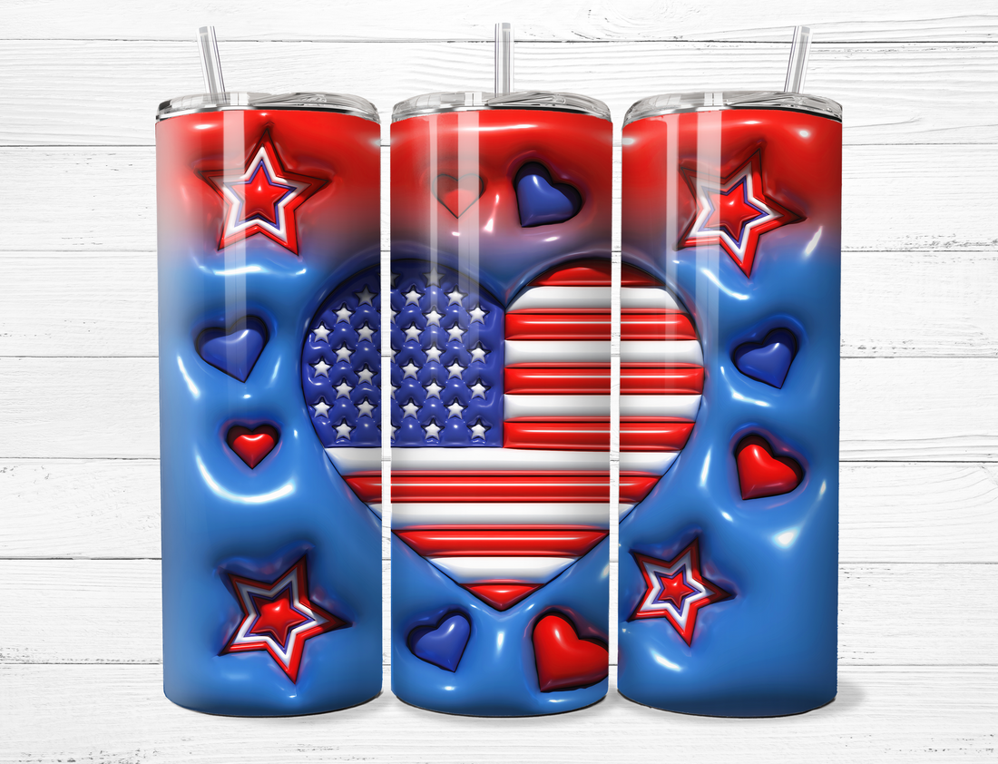 American Heart and Stars Tumbler
