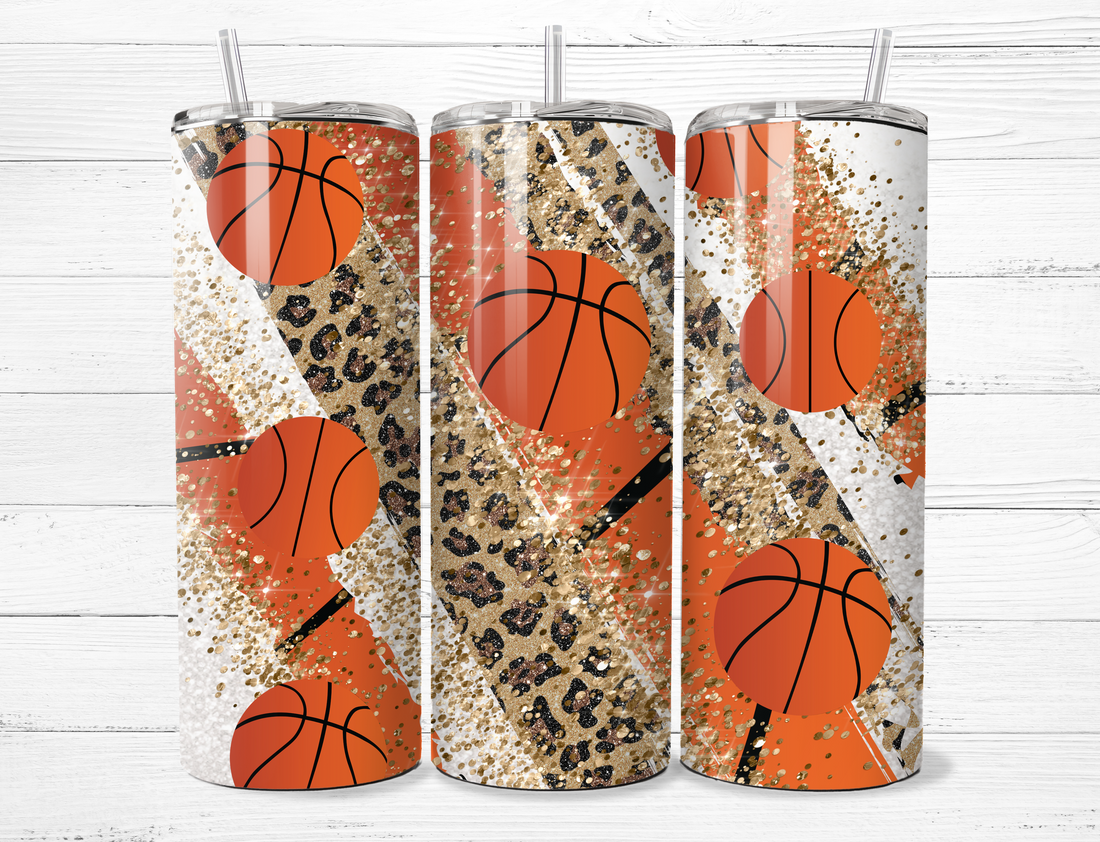 Basketball and Animal Print Stripes Tumbler