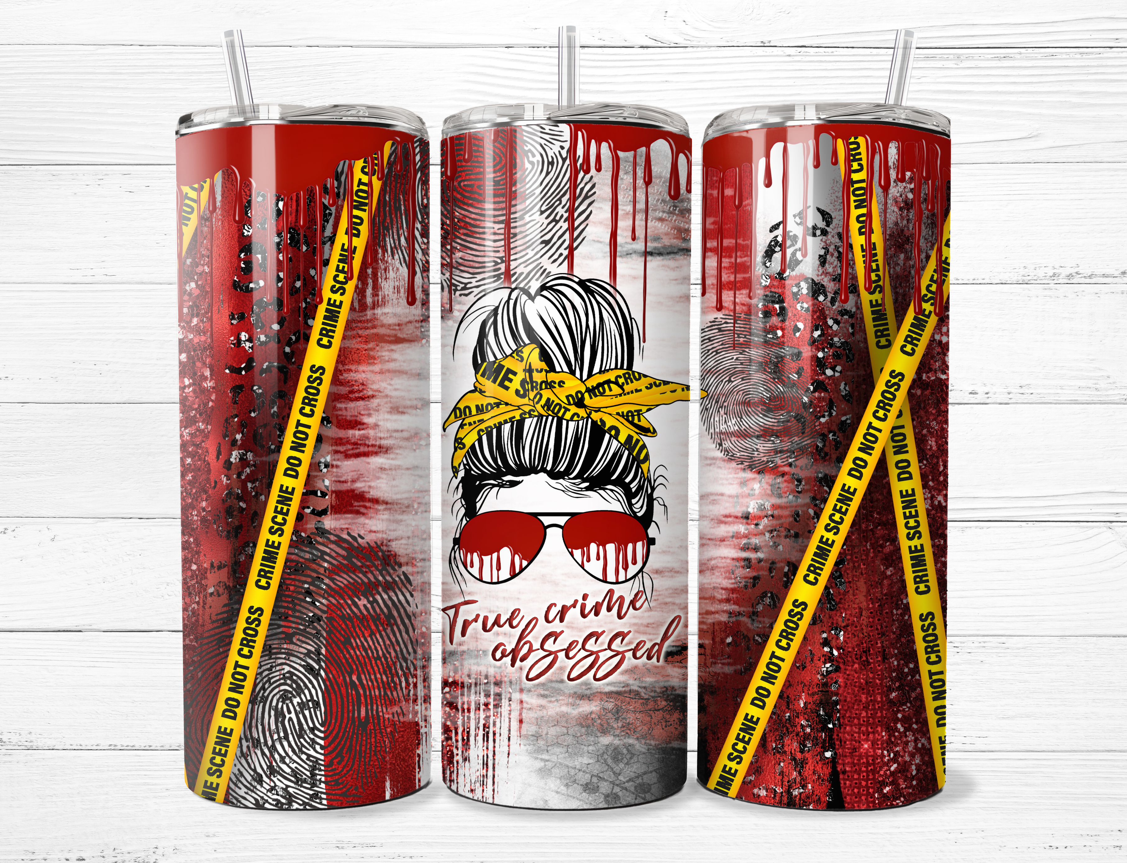 Crime Obsessed Messy Bun Tumbler