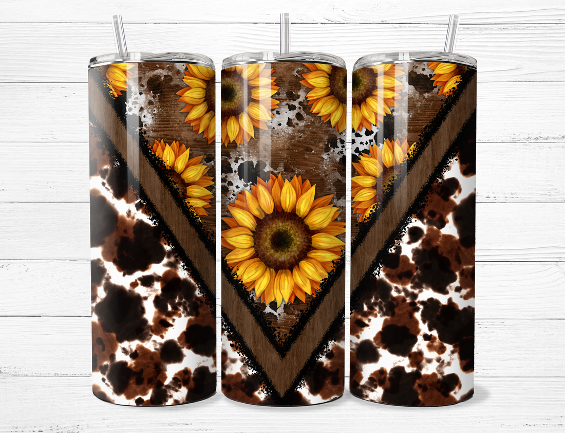 Cowhide & Sunflowers Tumbler
