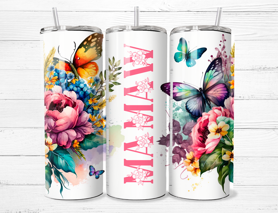 Mamaw Flowers & Butterflies Tumbler