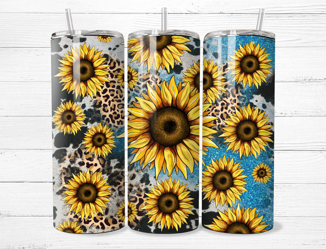 Sunflowers & Cheetah Print Tumbler