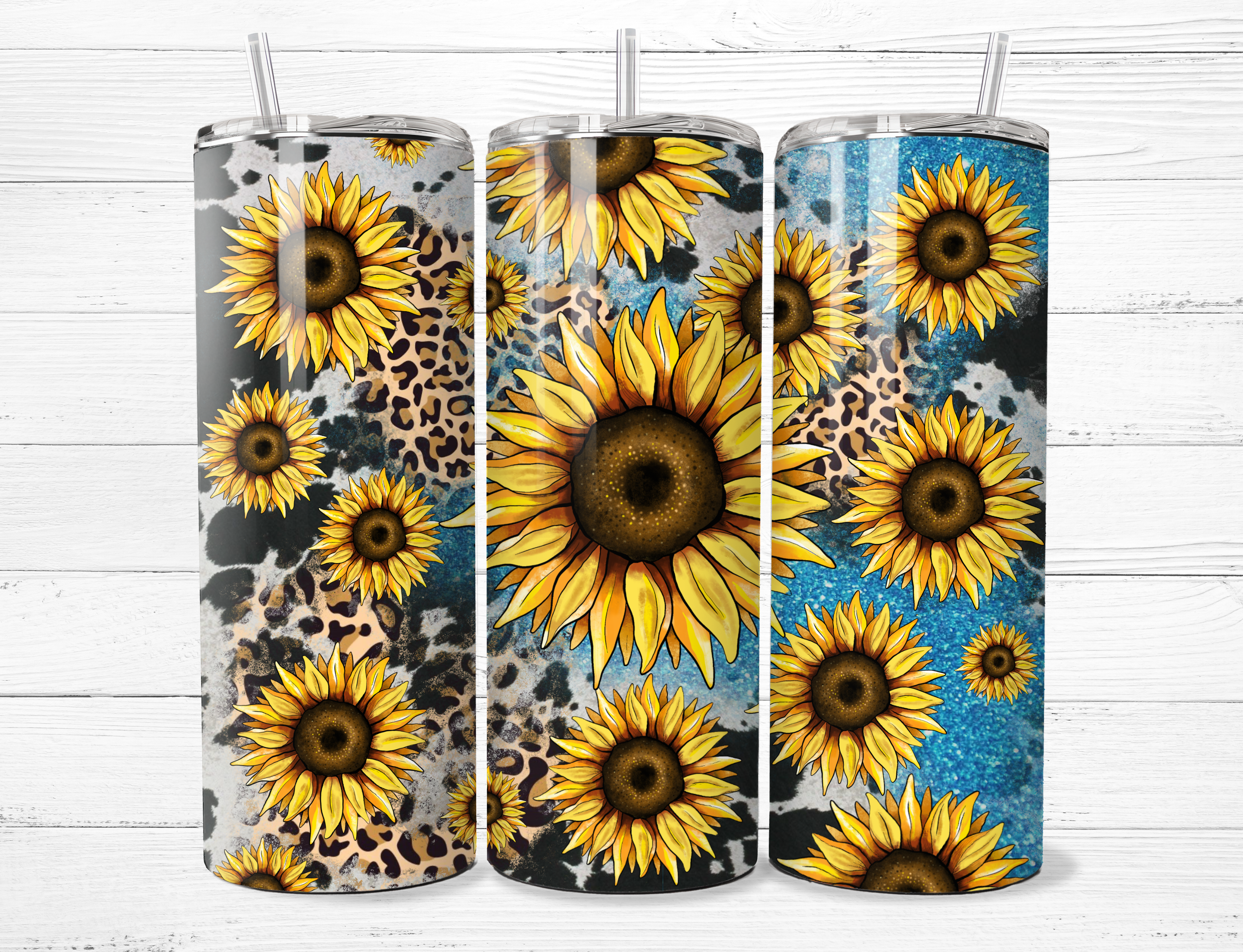 Sunflowers & Cheetah Print Tumbler
