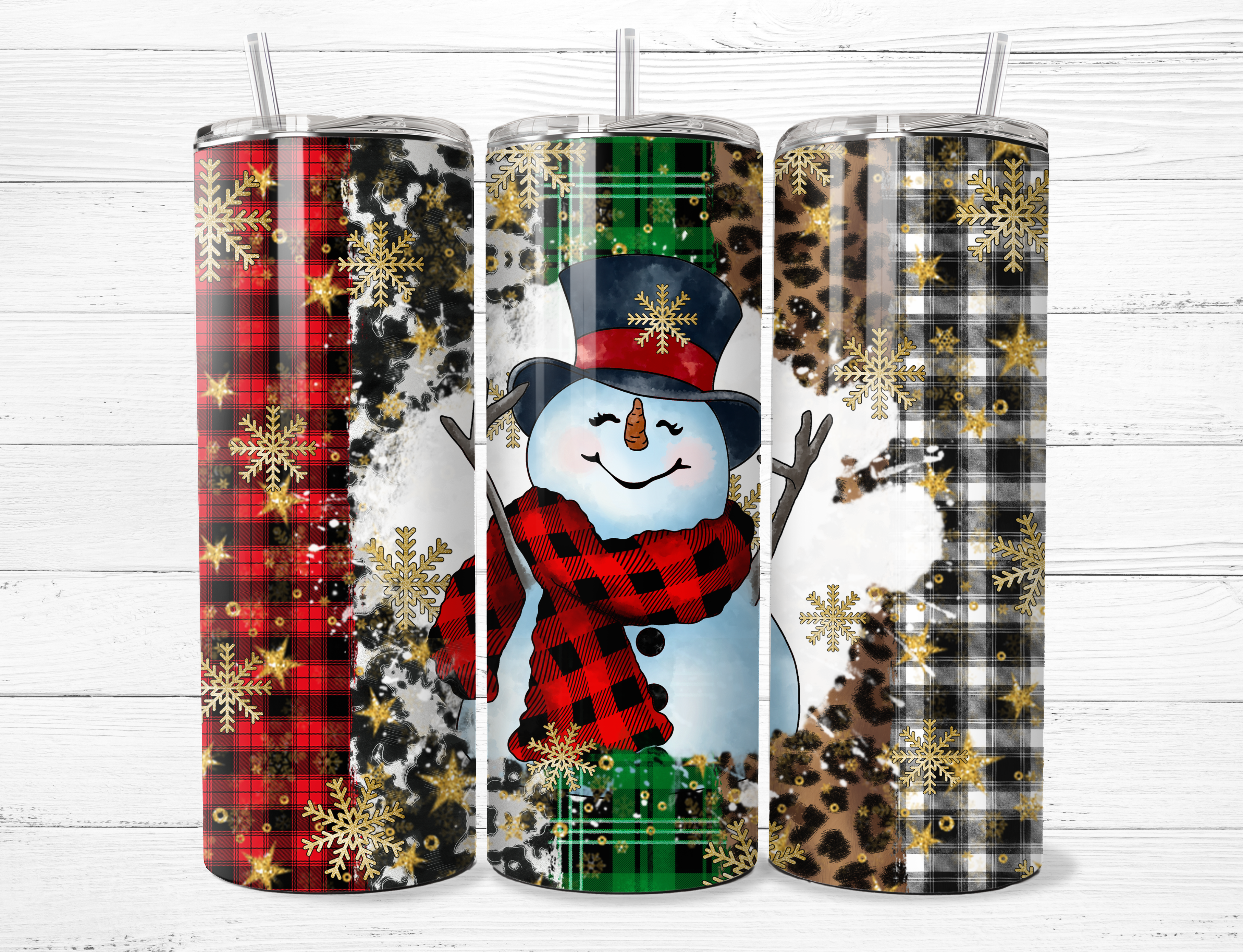 Plaid SnowmanTumbler
