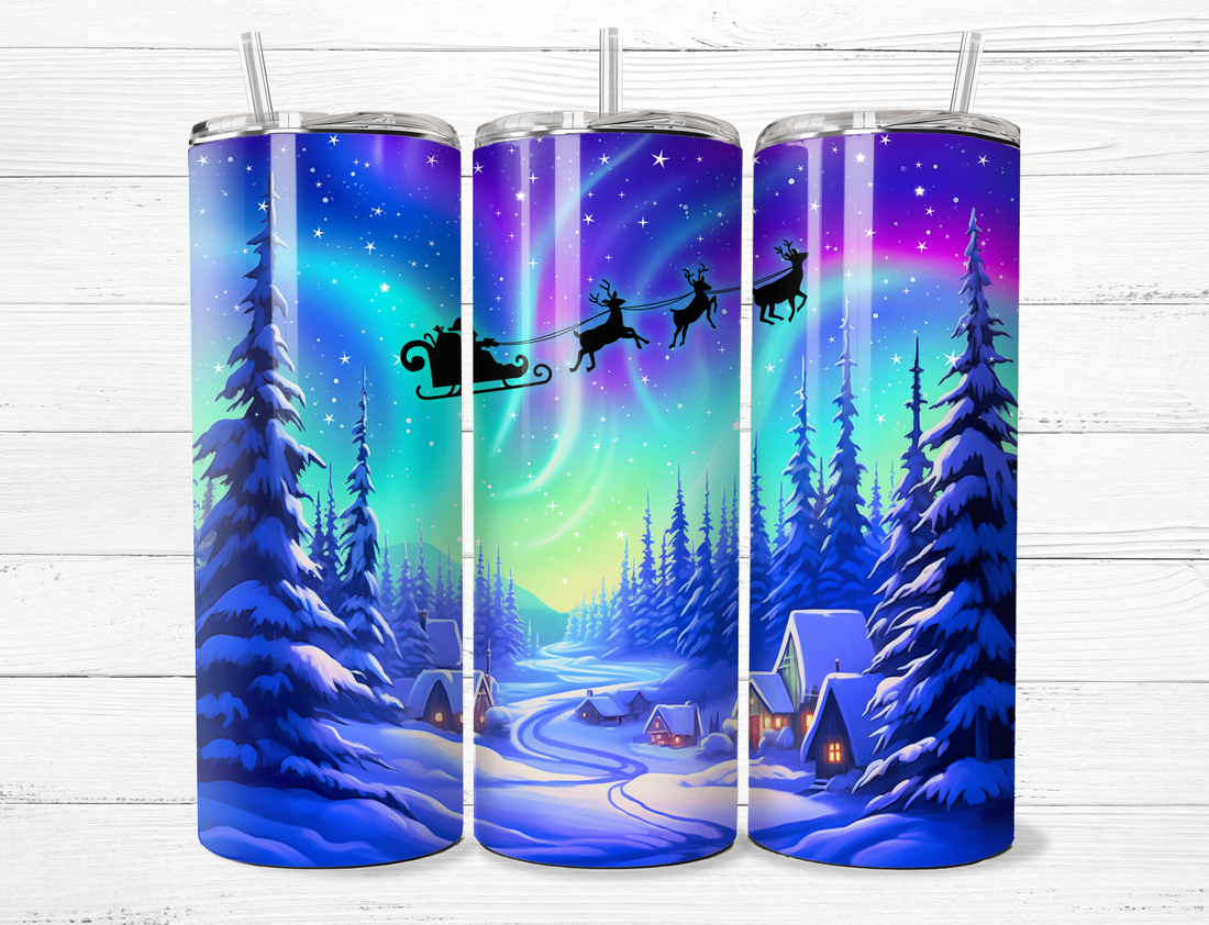 Northern Lights & Santa Tumbler