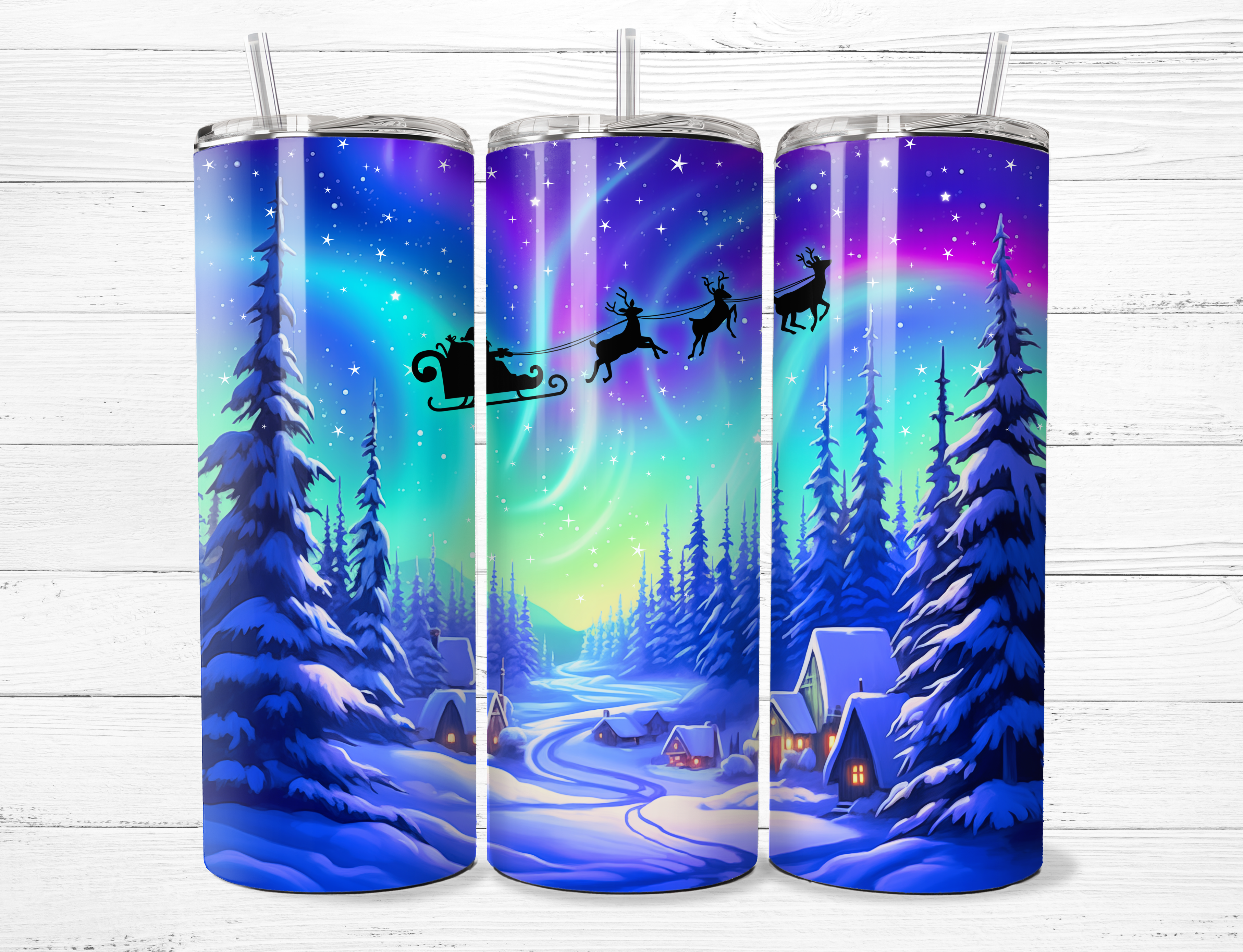 Northern Lights & Santa Tumbler
