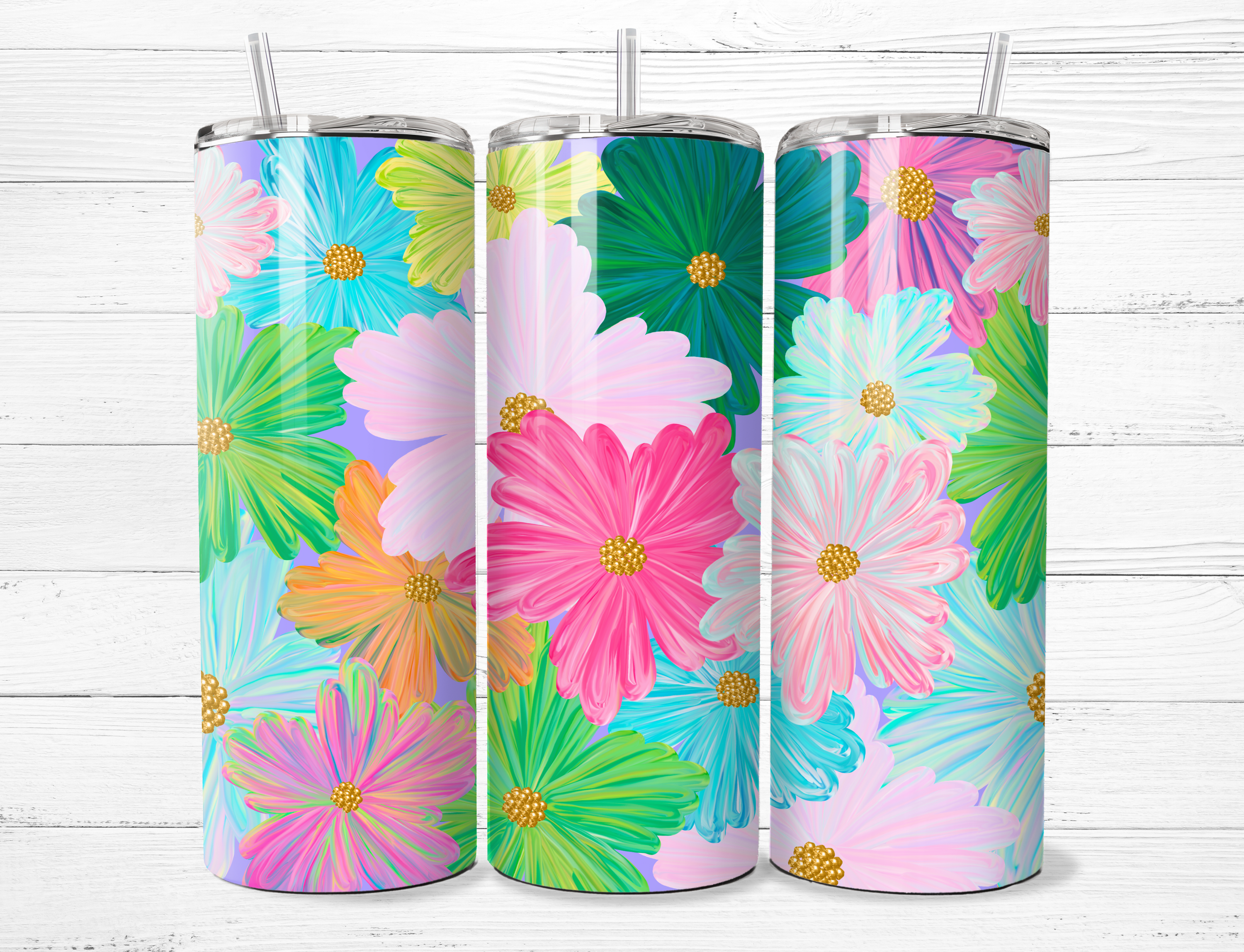 Multicolor Flower 2 Tumbler
