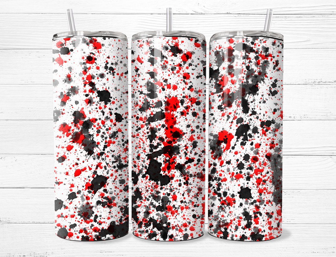 Black & Red Paint Splatter Tumbler