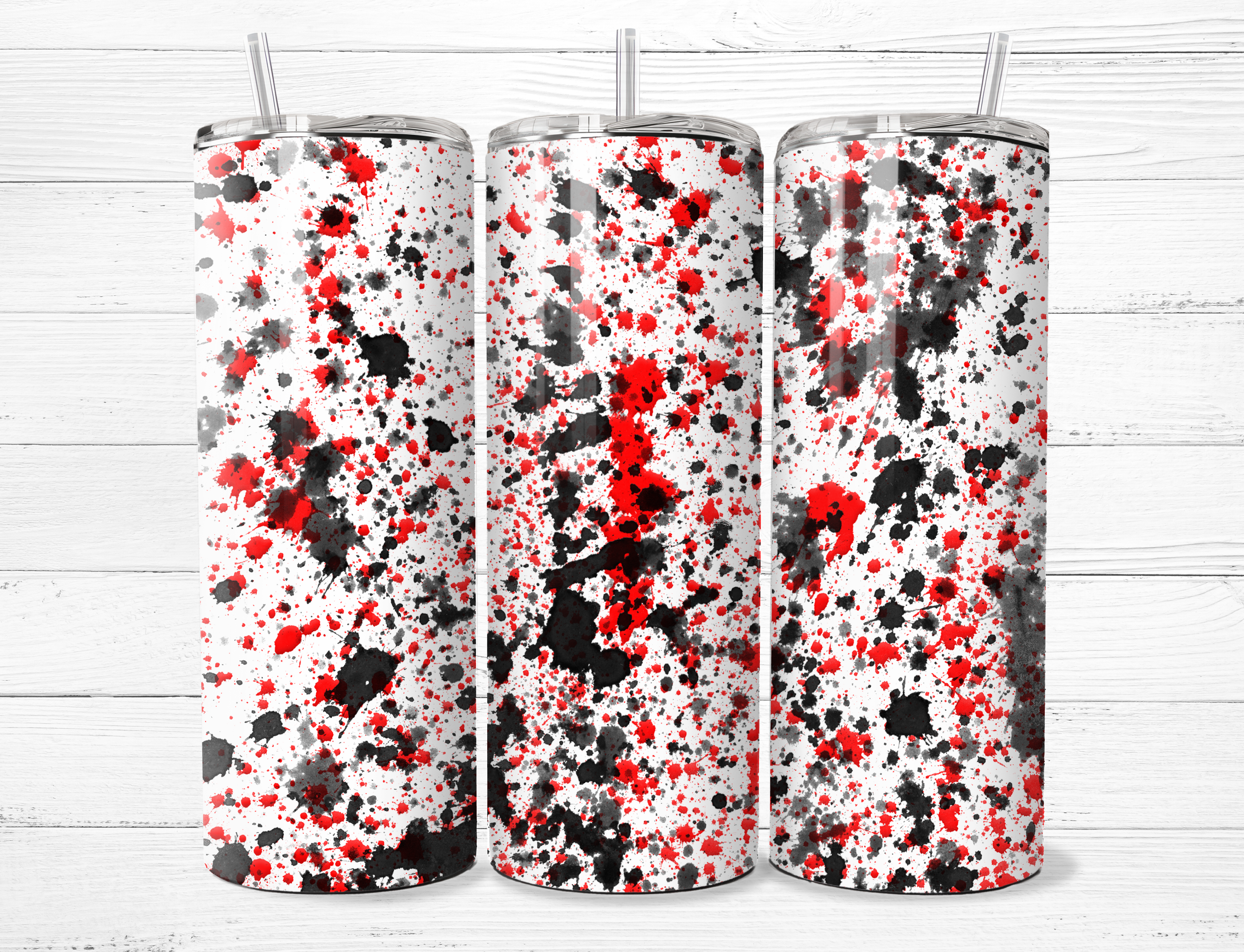 Black & Red Paint Splatter Tumbler