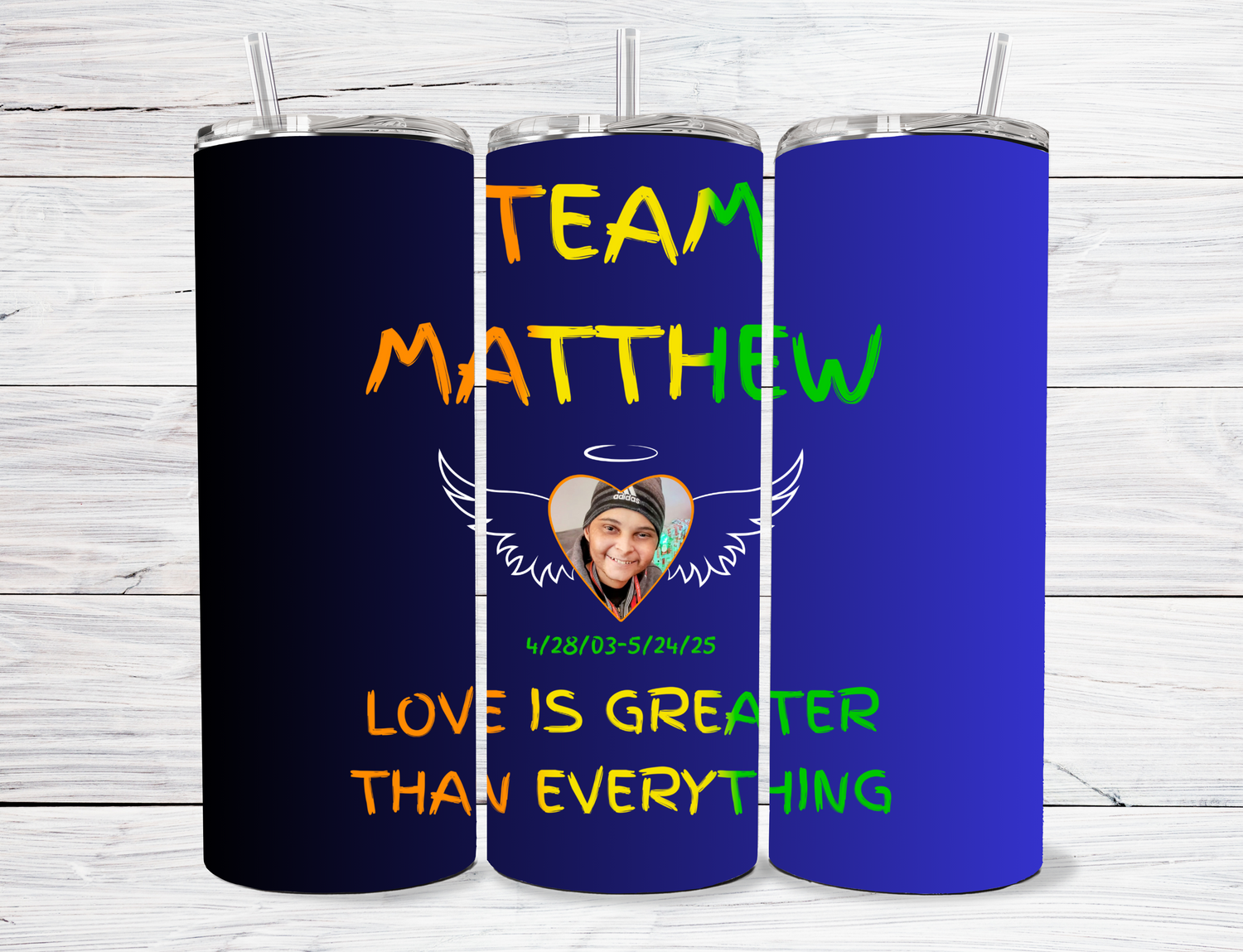 Team Matthew - blue tumbler