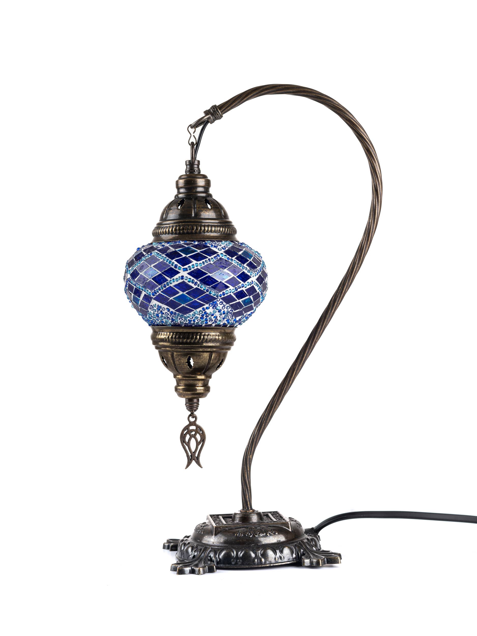 🌿 Handmade Swan Neck Mosaic Lamps Spring–Summer Bestseller: Ecru Snow Flakes