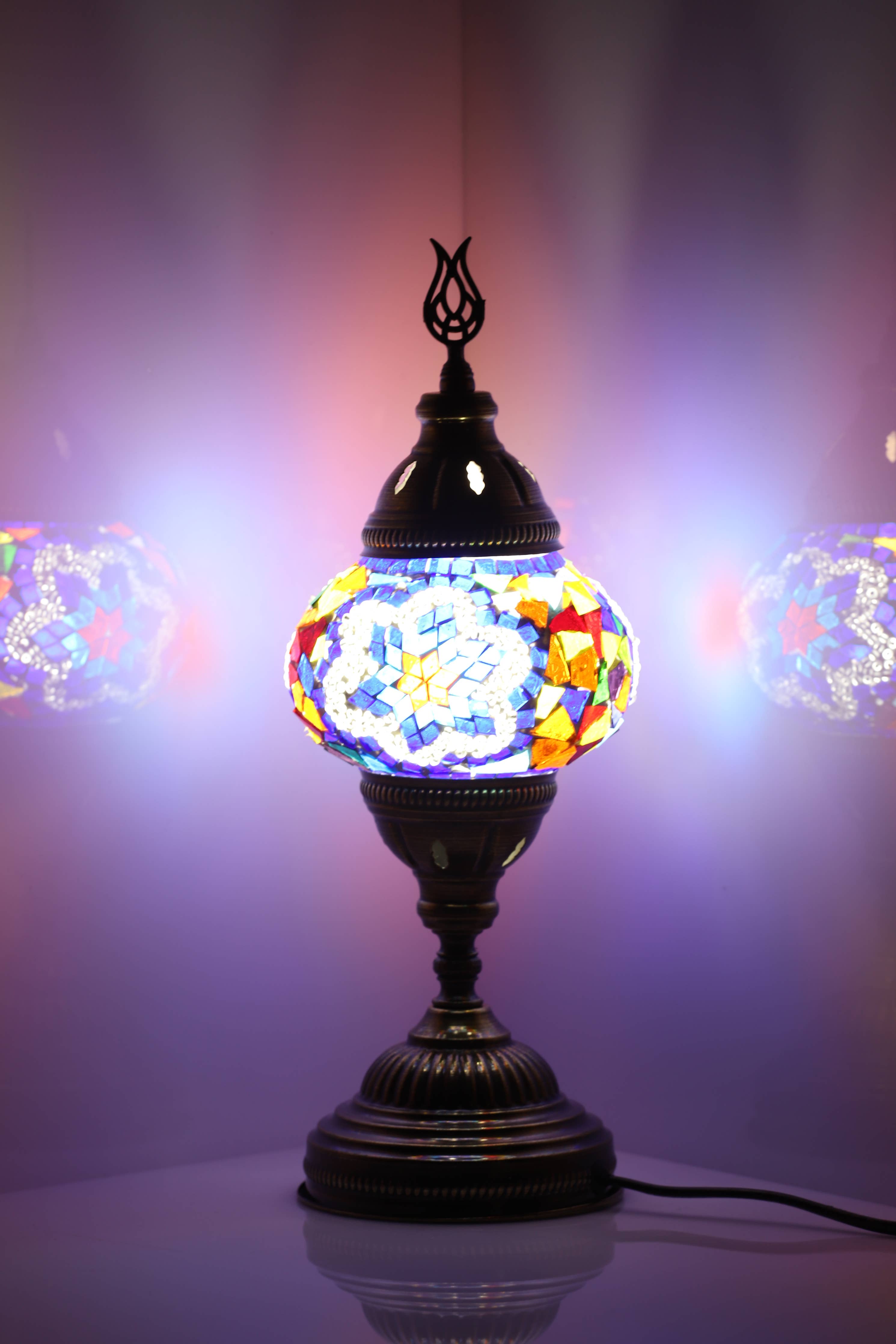 Turkish Standart Mosaic Lamps: Multicolor Flowers