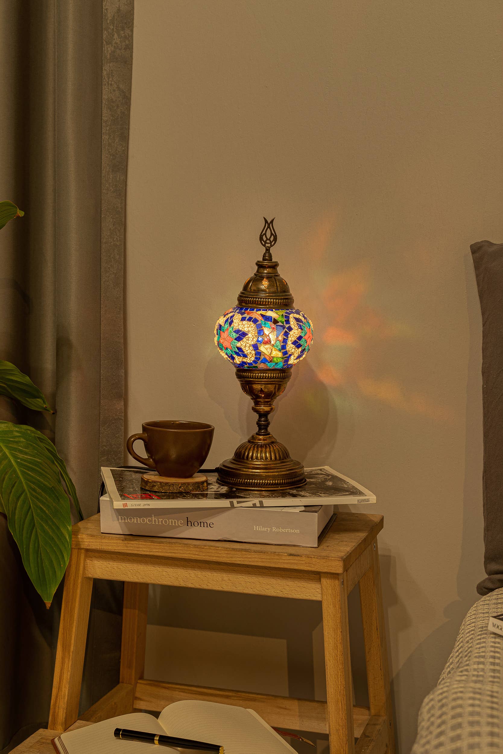 🌿 Handmade Turkish Mosaic Lamps | Spring–Summer Bestseller: Multicolor w/Red Waves