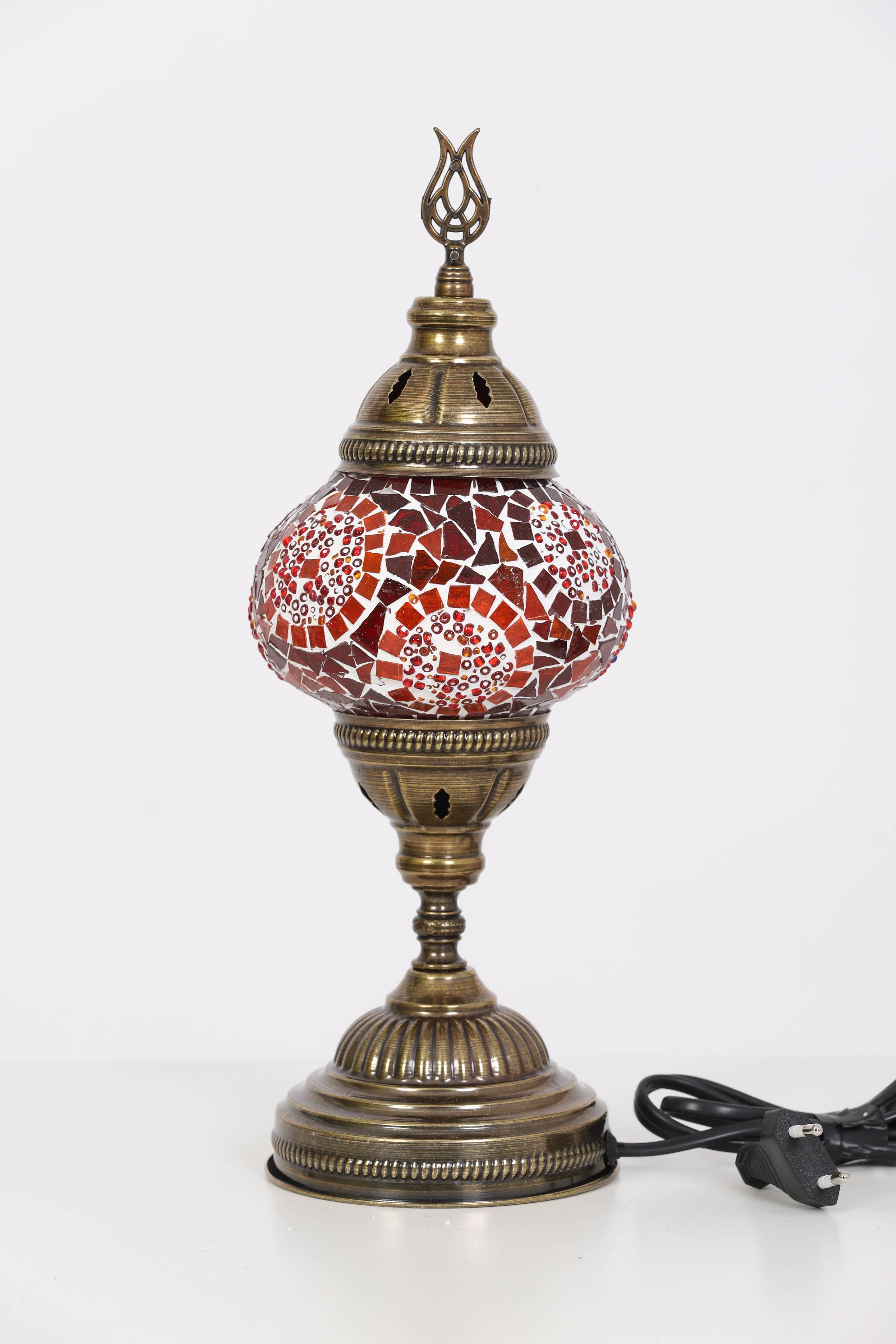 🌿 Handmade Turkish Mosaic Lamps | Spring–Summer Bestseller: Multicolor w/Red Waves