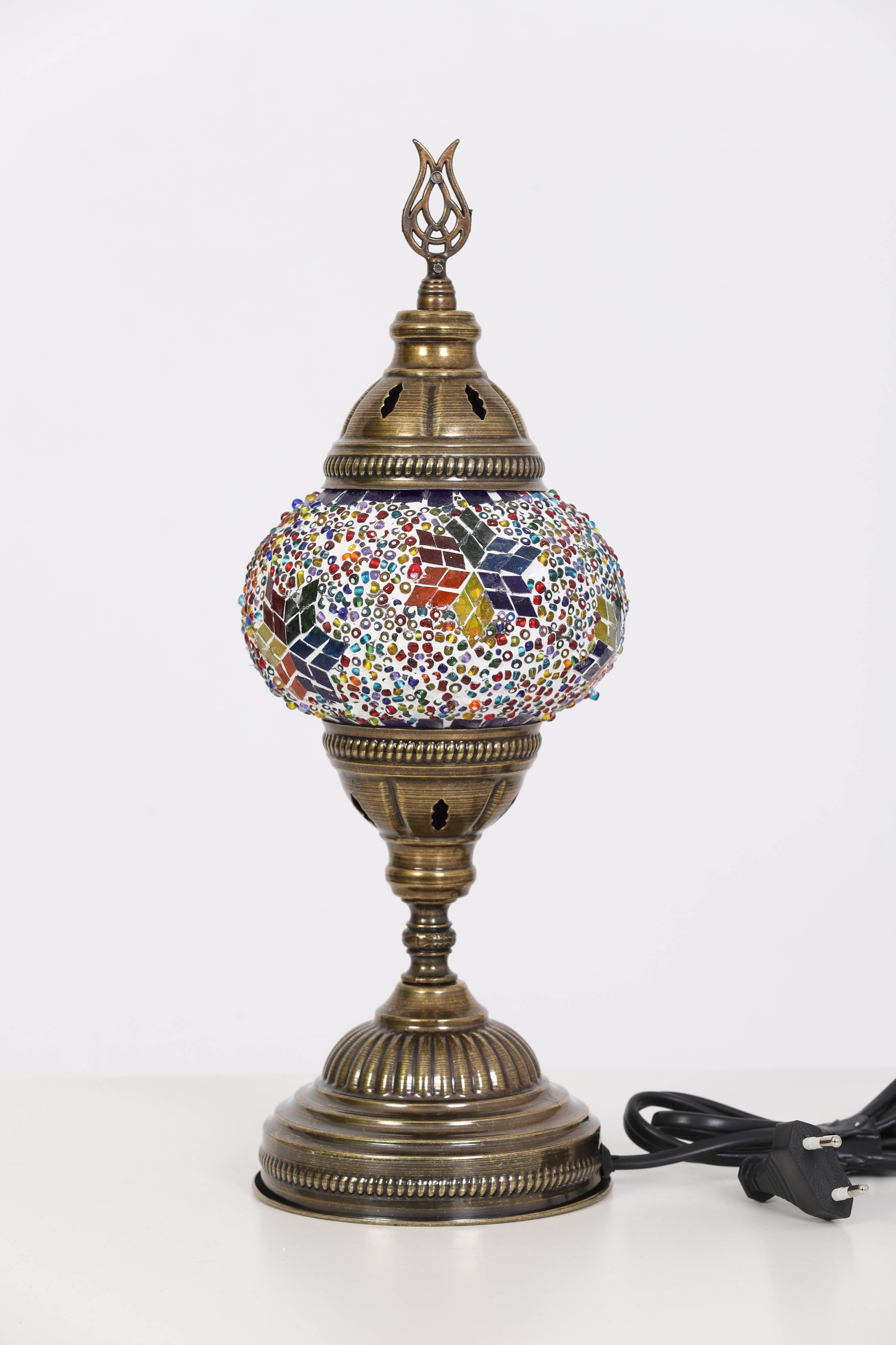 🌿 Handmade Turkish Mosaic Lamps | Spring–Summer Bestseller: Multicolor w/Red Waves