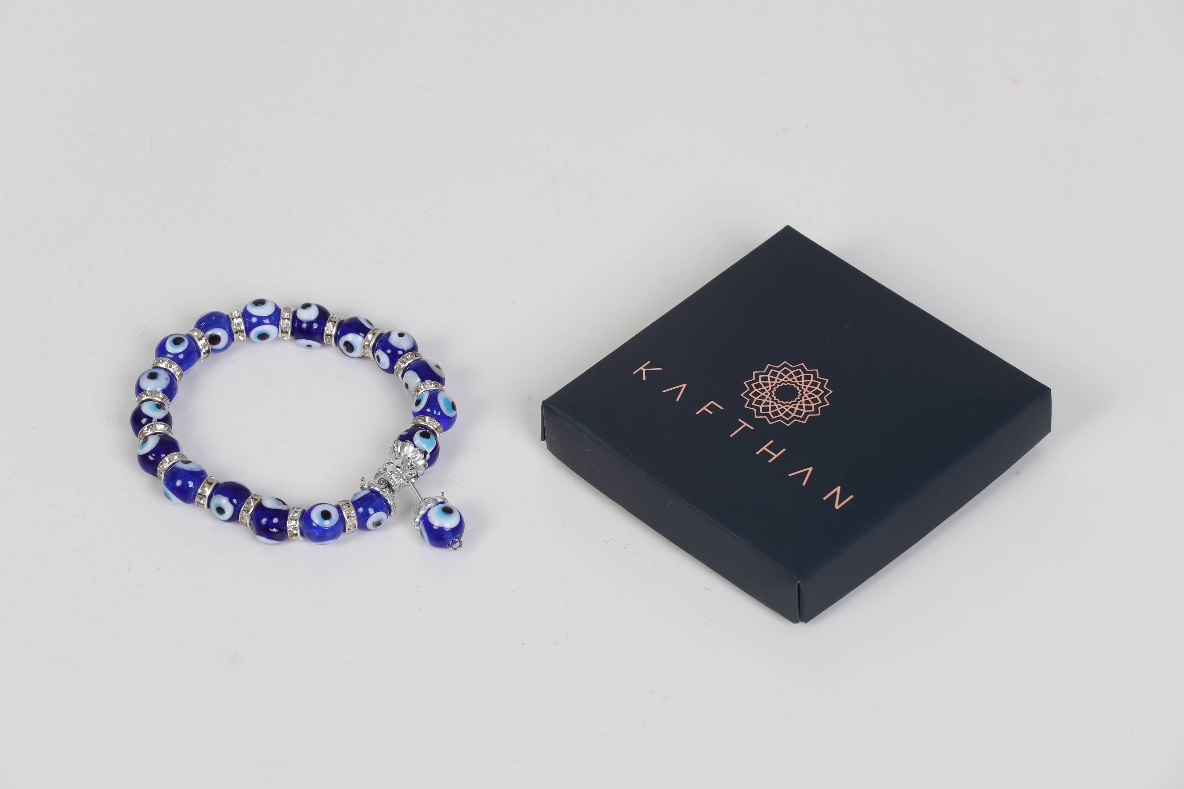 KAFTHAN Beaded Evil Eye Bracelets, Protection bracelet: White