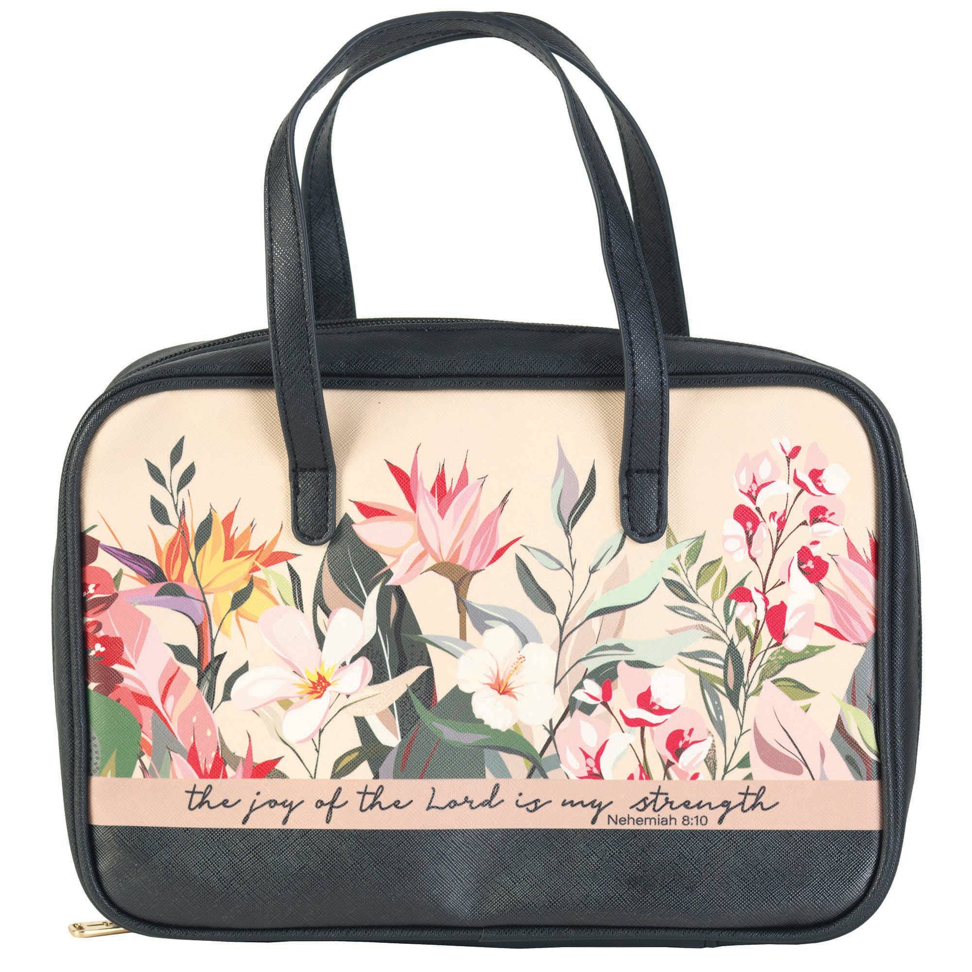 White Dove -BC -"THE JOY OF THE LORD" - FLORAL-BLACK