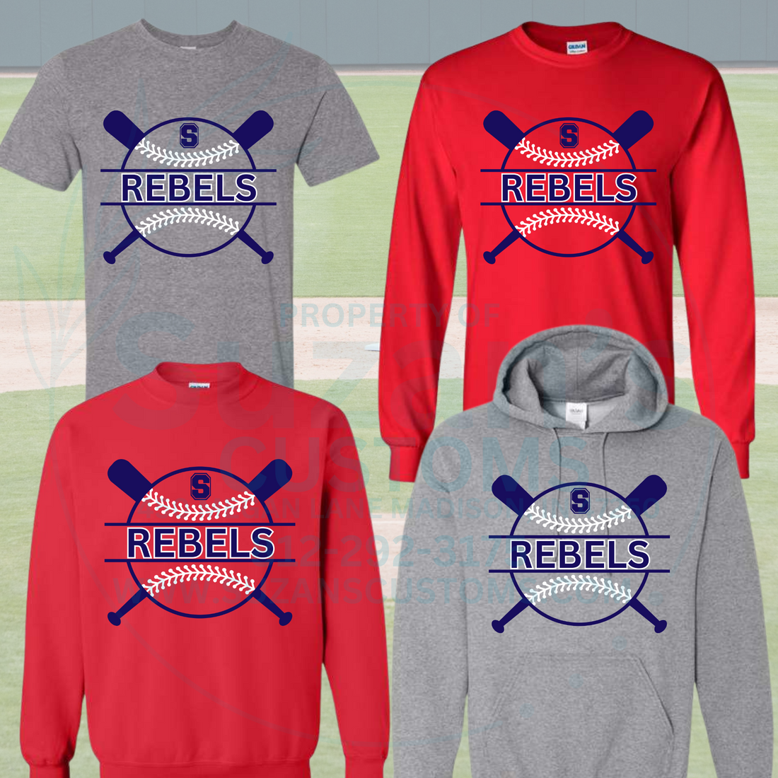 Southwestern Baseball - outline with 2 bats