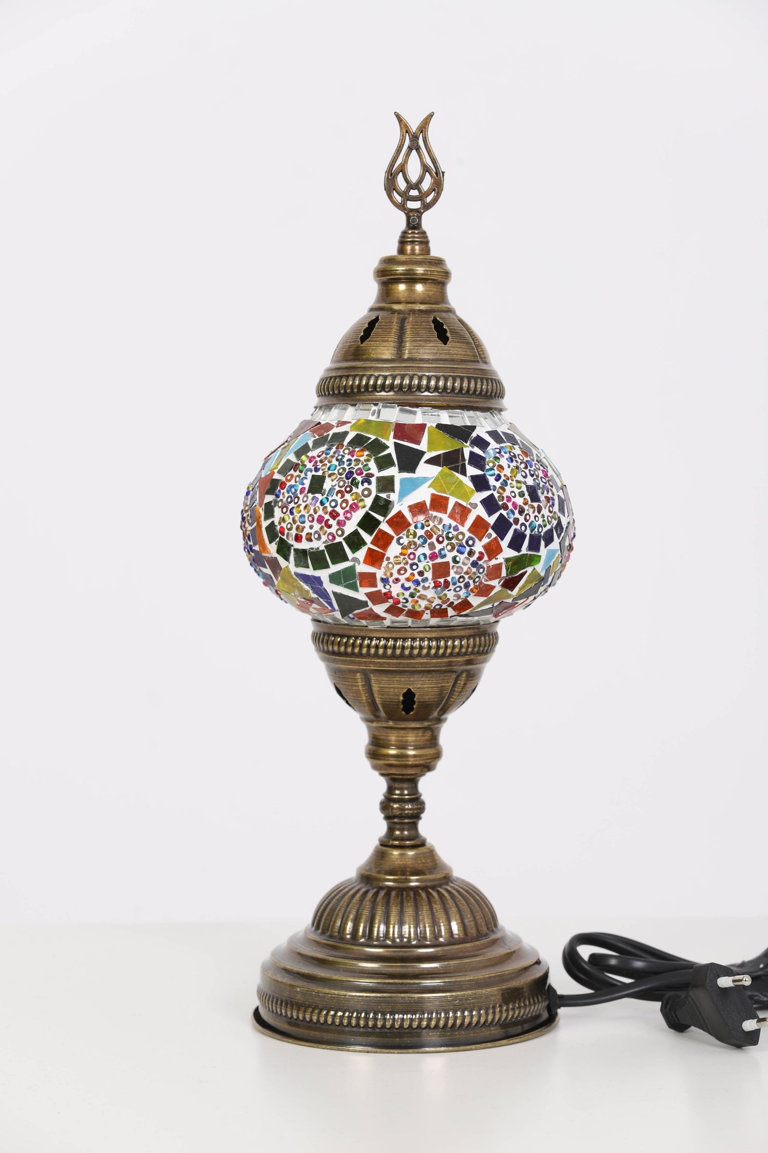 🌿 Handmade Turkish Mosaic Lamps | Spring–Summer Bestseller: Multicolor w/Red Waves
