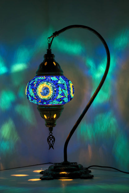 🌿 Handmade Swan Neck Mosaic Lamps Spring–Summer Bestseller: Ecru Snow Flakes