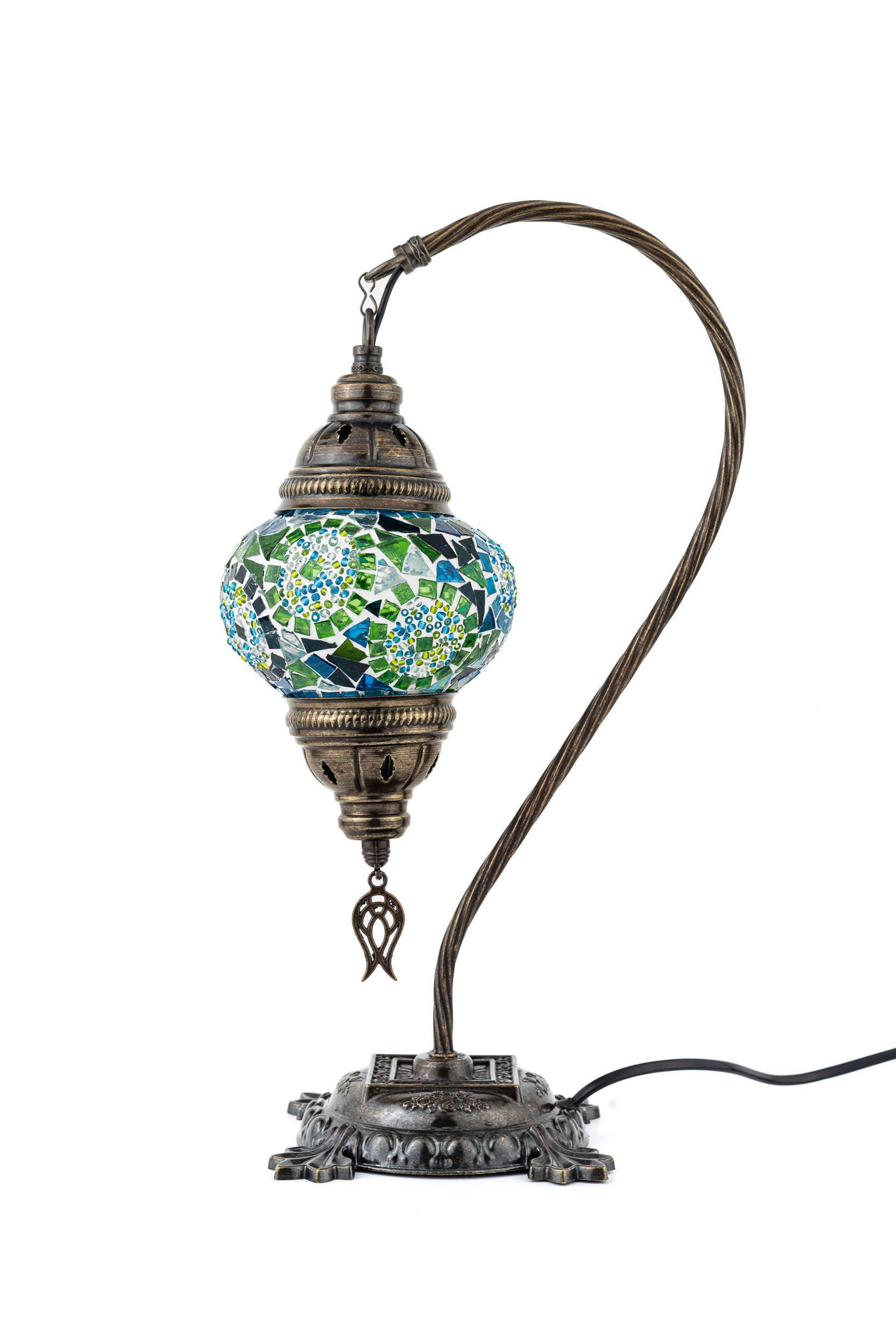 🌿 Handmade Swan Neck Mosaic Lamps Spring–Summer Bestseller: Ecru Snow Flakes